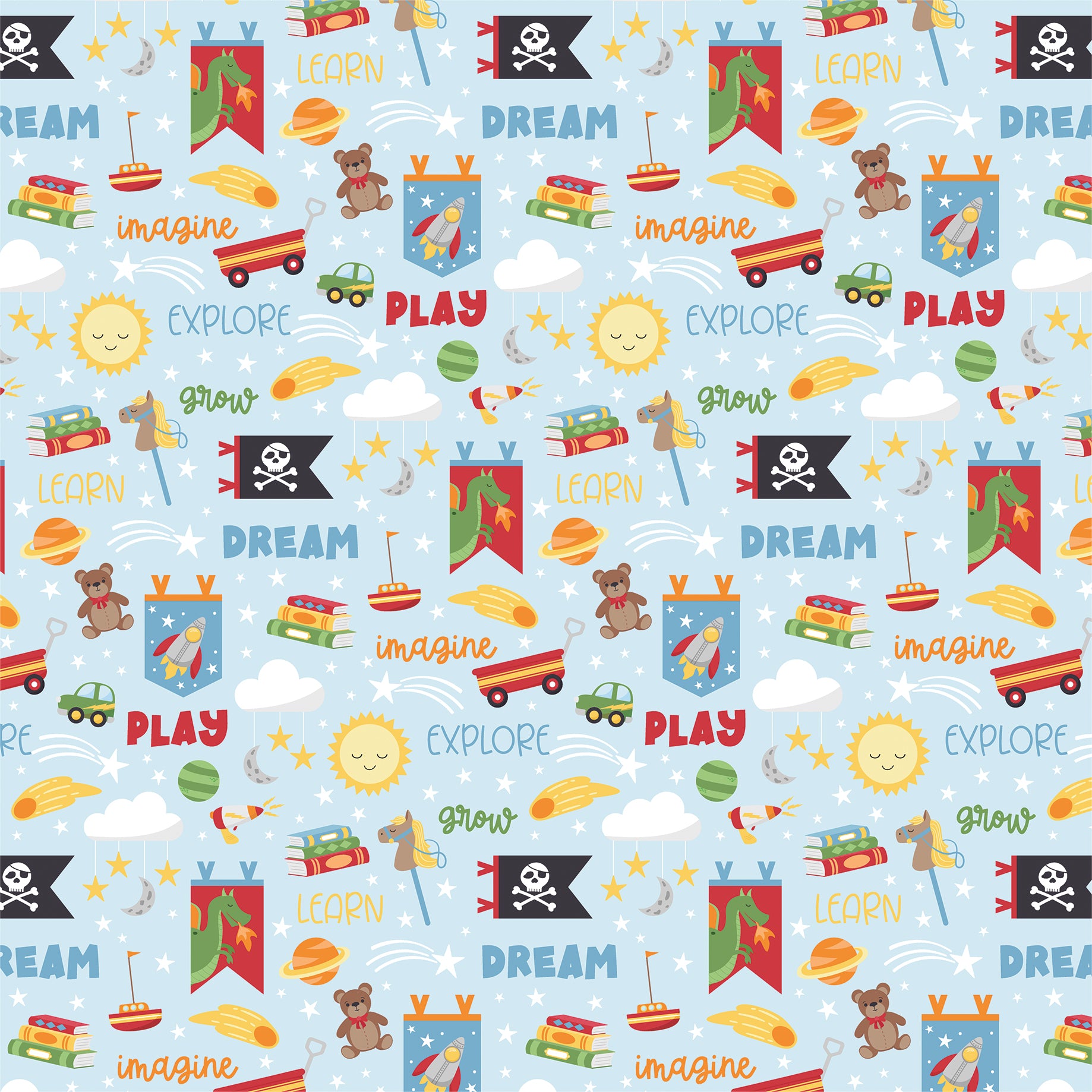 My Little Boy Collection Learn Grow Explore 12 x 12 Double-Sided Scrapbook Paper by Echo Park Paper