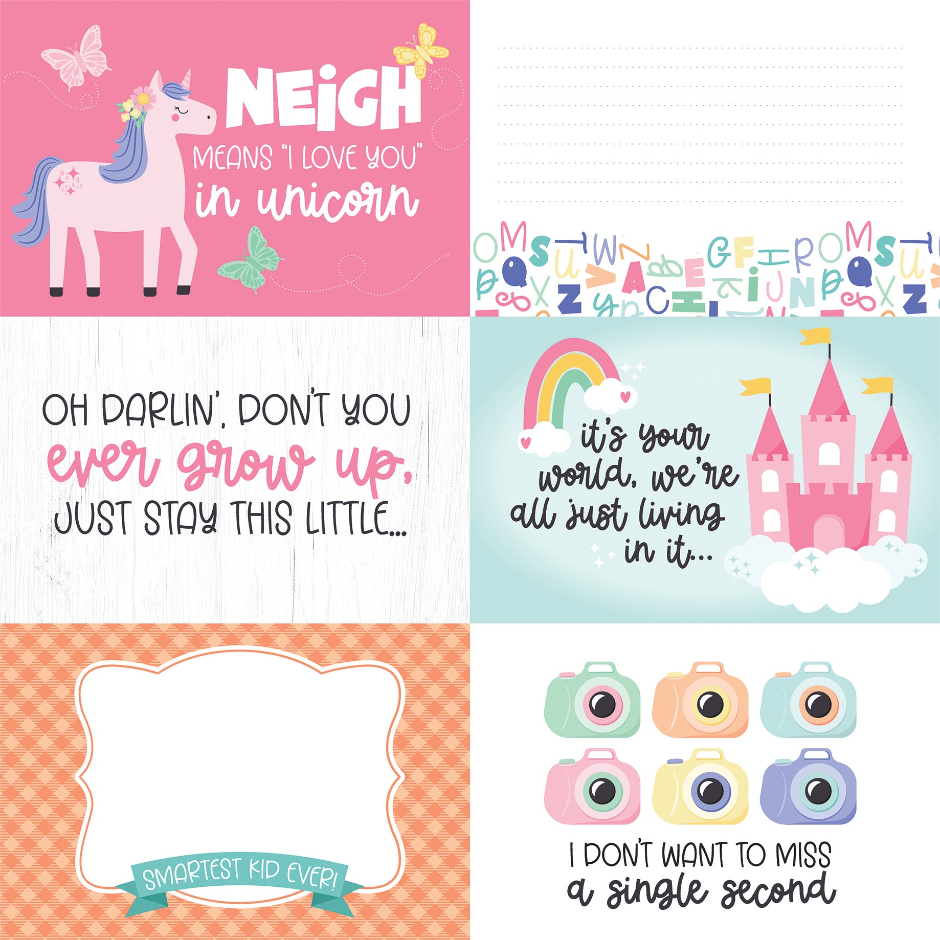My Little Girl Collection 6x4 Journaling Cards 12 x 12 Double-Sided Scrapbook Paper by Echo Park Paper