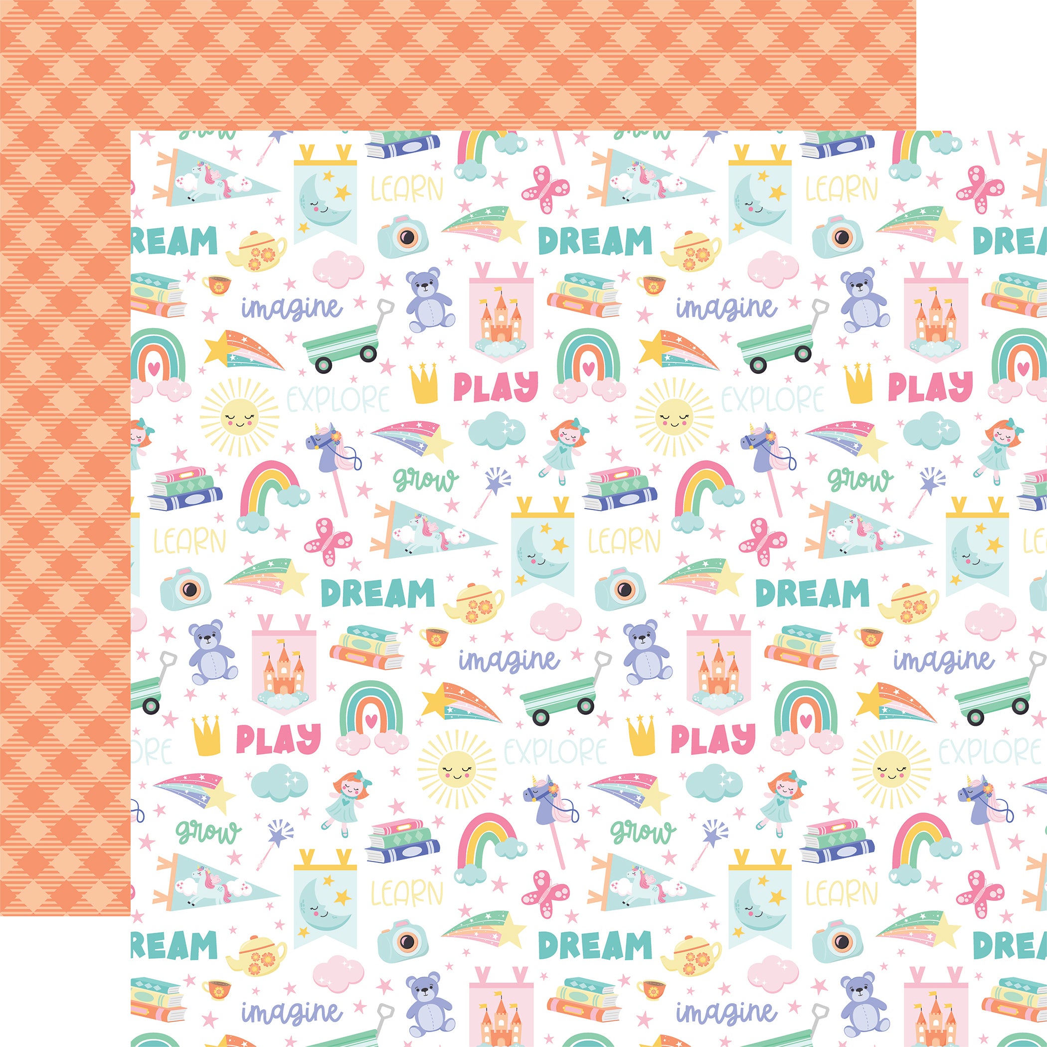 My Little Girl Collection Playtime Toys 12 x 12 Double-Sided Scrapbook Paper by Echo Park Paper