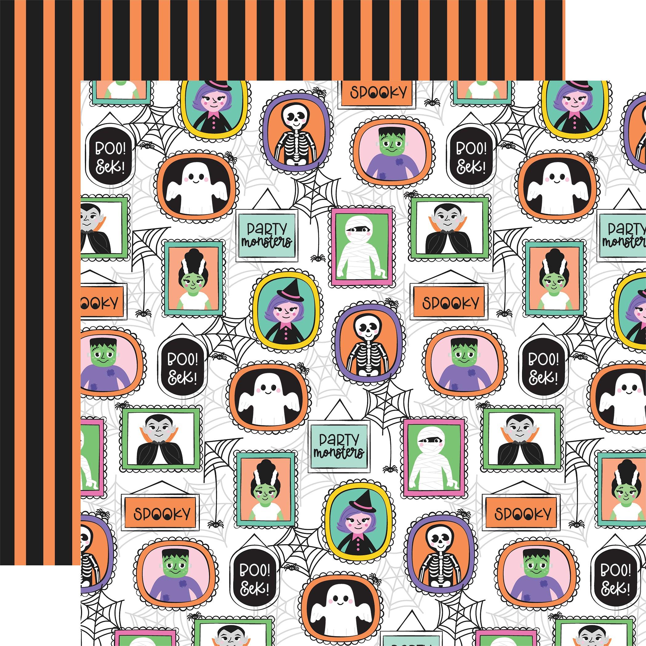 Monster Mash Collection Party Monsters 12 x 12 Double-Sided Scrapbook Paper by Echo Park Paper
