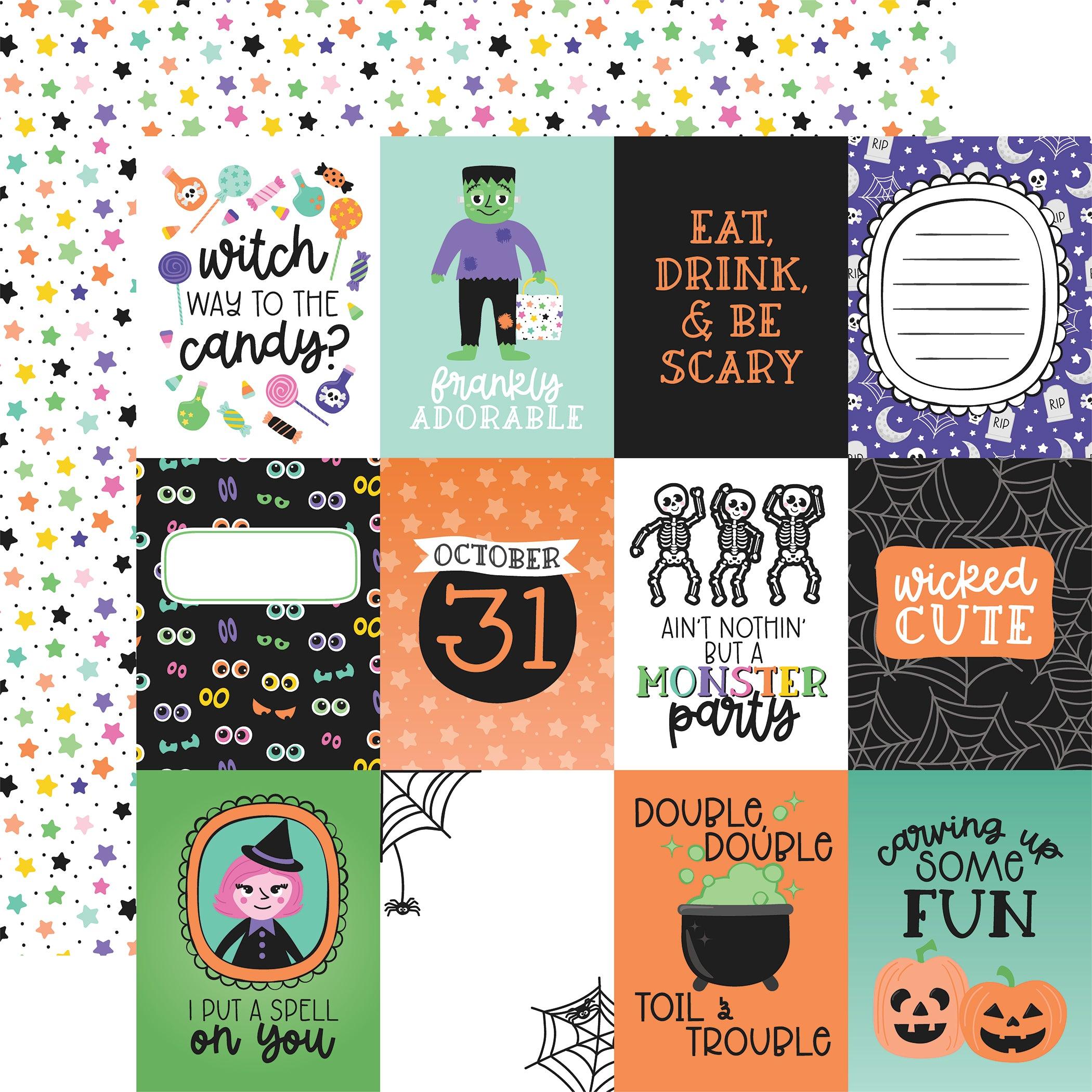 Monster Mash Collection 3x4 Journaling Cards 12 x 12 Double-Sided Scrapbook Paper by Echo Park Paper