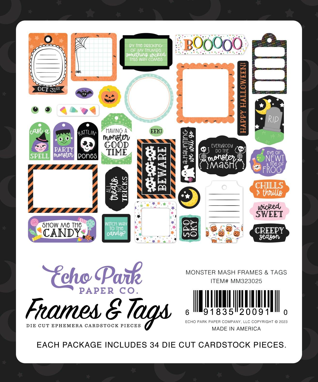 Monster Mash Collection Scrapbook Frames & Tags by Echo Park Paper - Scrapbook Supply Companies