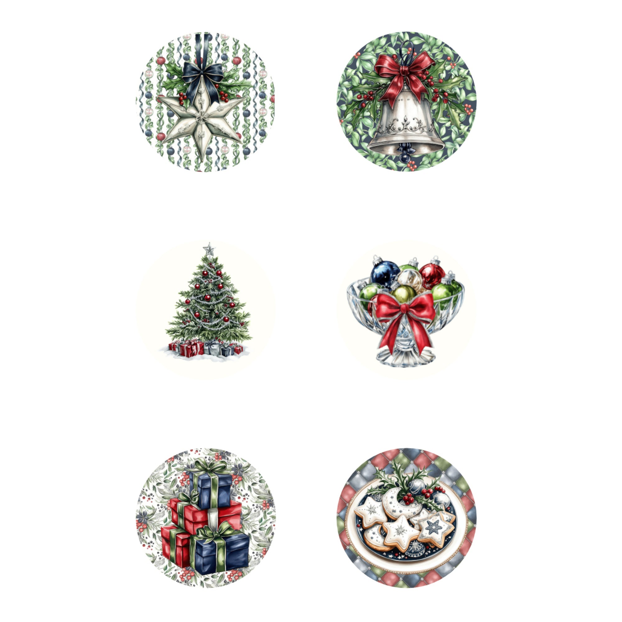 Midnight Mistletoe Collection Button Bubbles 1" Self-Adhesive Scrapbook Embellishments by MH Flair & More