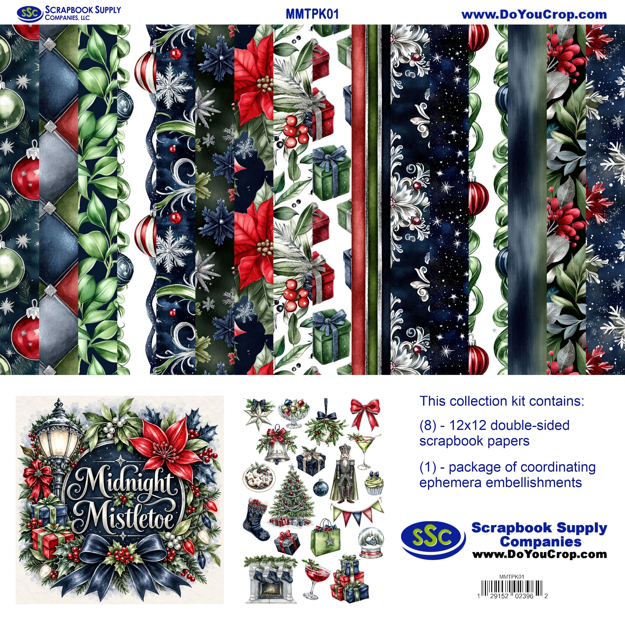 Midnight Mistletoe 12 x 12 Scrapbook Paper & Embellishment Kit by SSC Designs