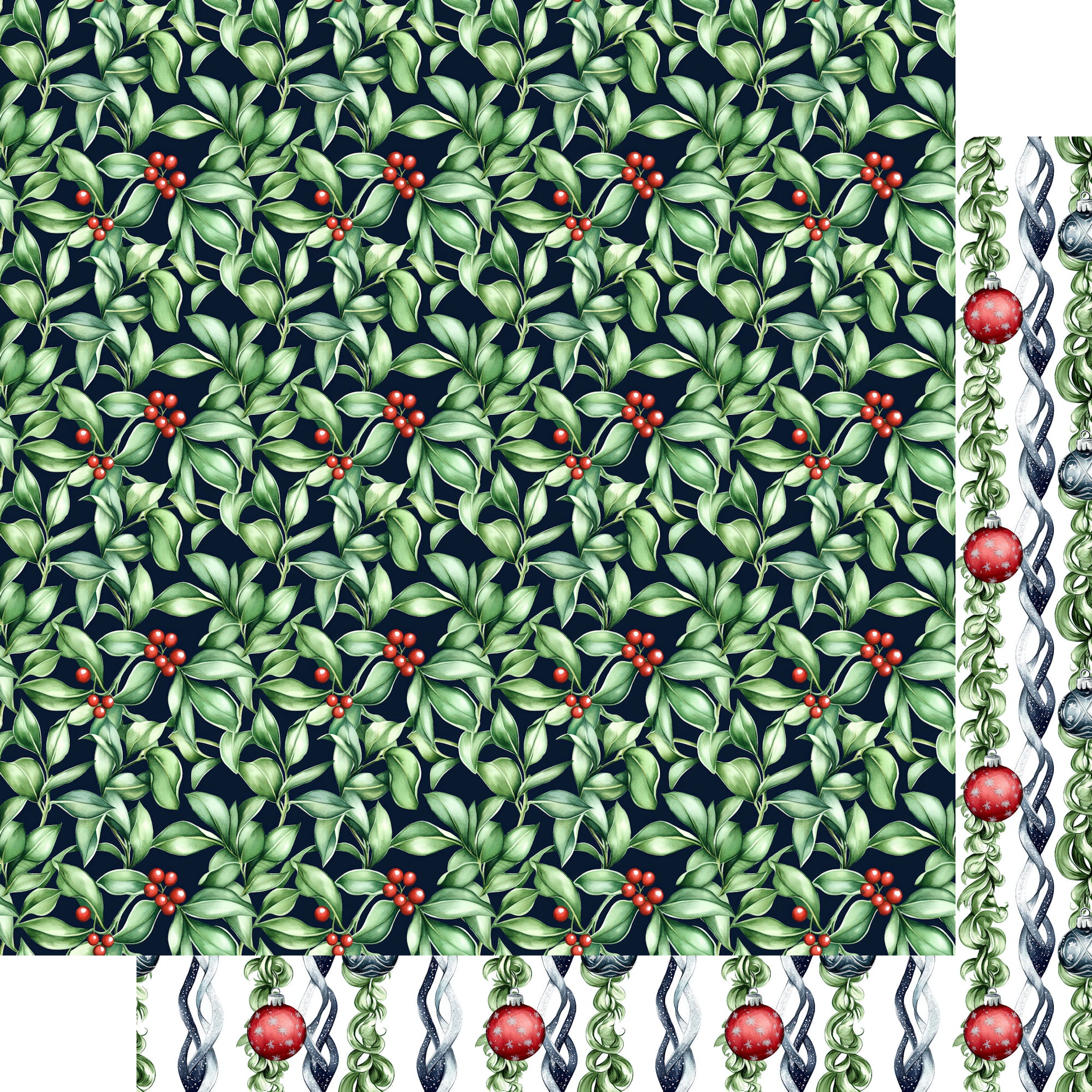 Midnight Mistletoe Collection Under The Mistletoe 12 x 12 Double-Sided Scrapbook Paper by SSC Designs