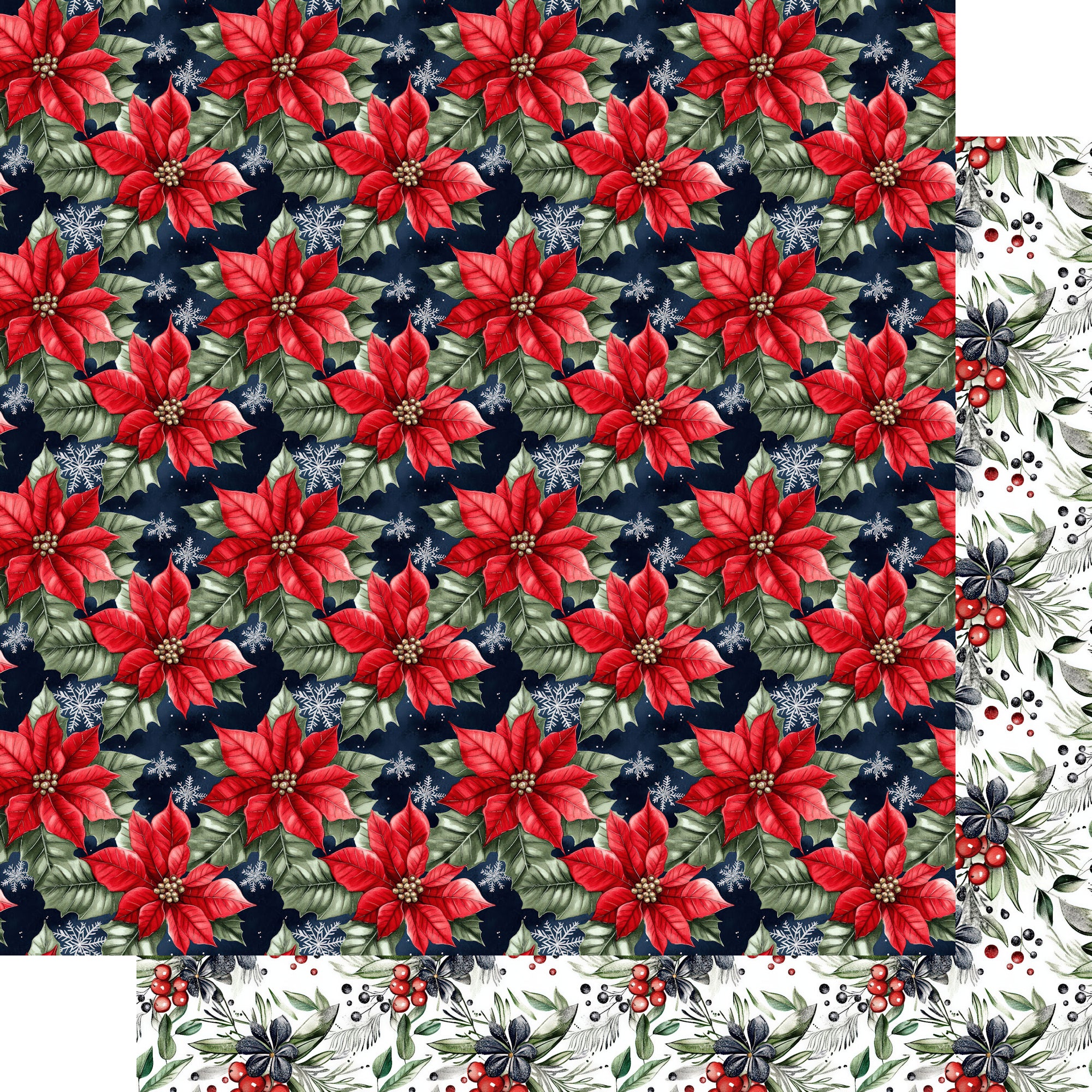 Midnight Mistletoe Collection Poinsettia Pops 12 x 12 Double-Sided Scrapbook Paper by SSC Designs