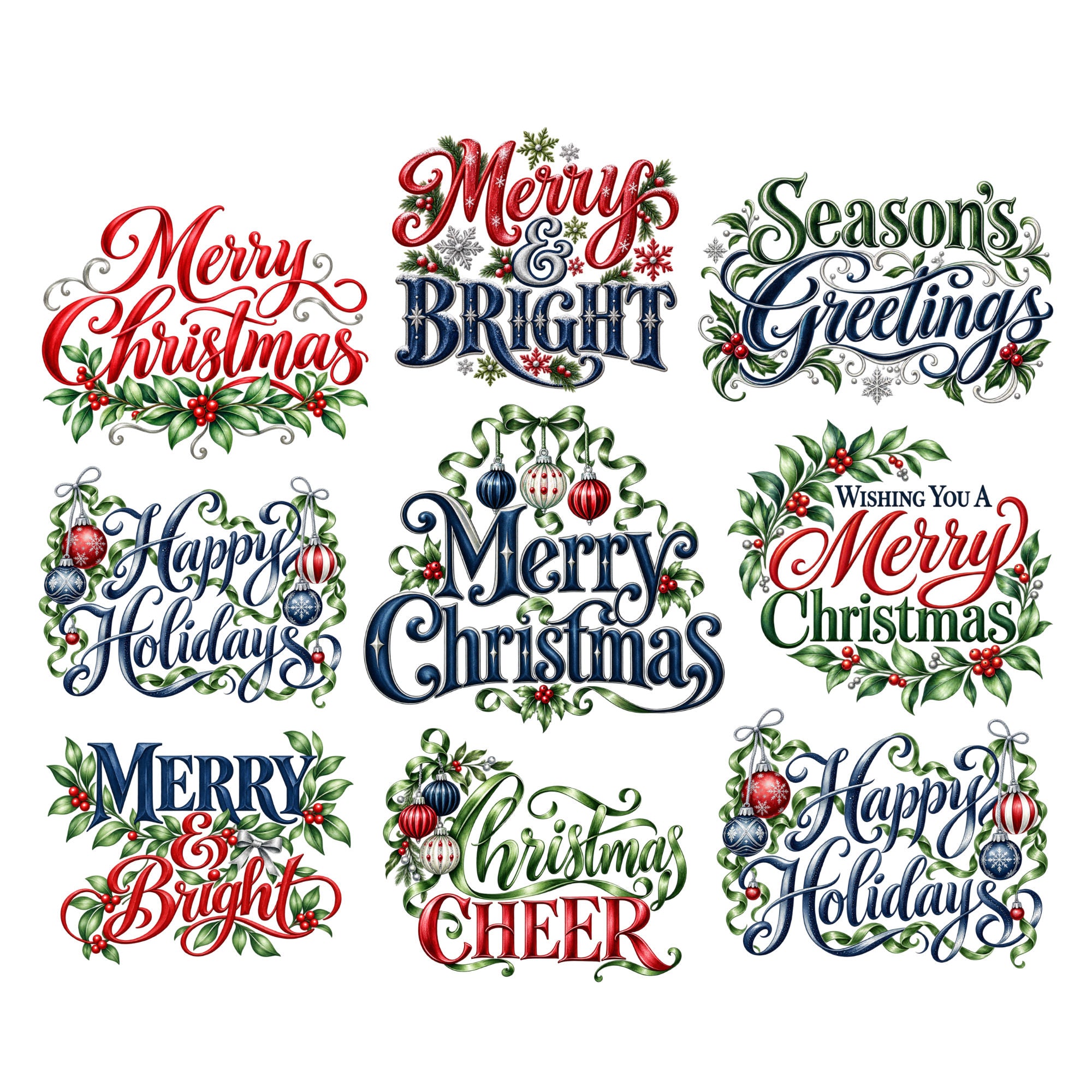 Midnight Mistletoe Collection 8 x 7 Card Sayings Cardstock Sticker Sheet by SSC Designs