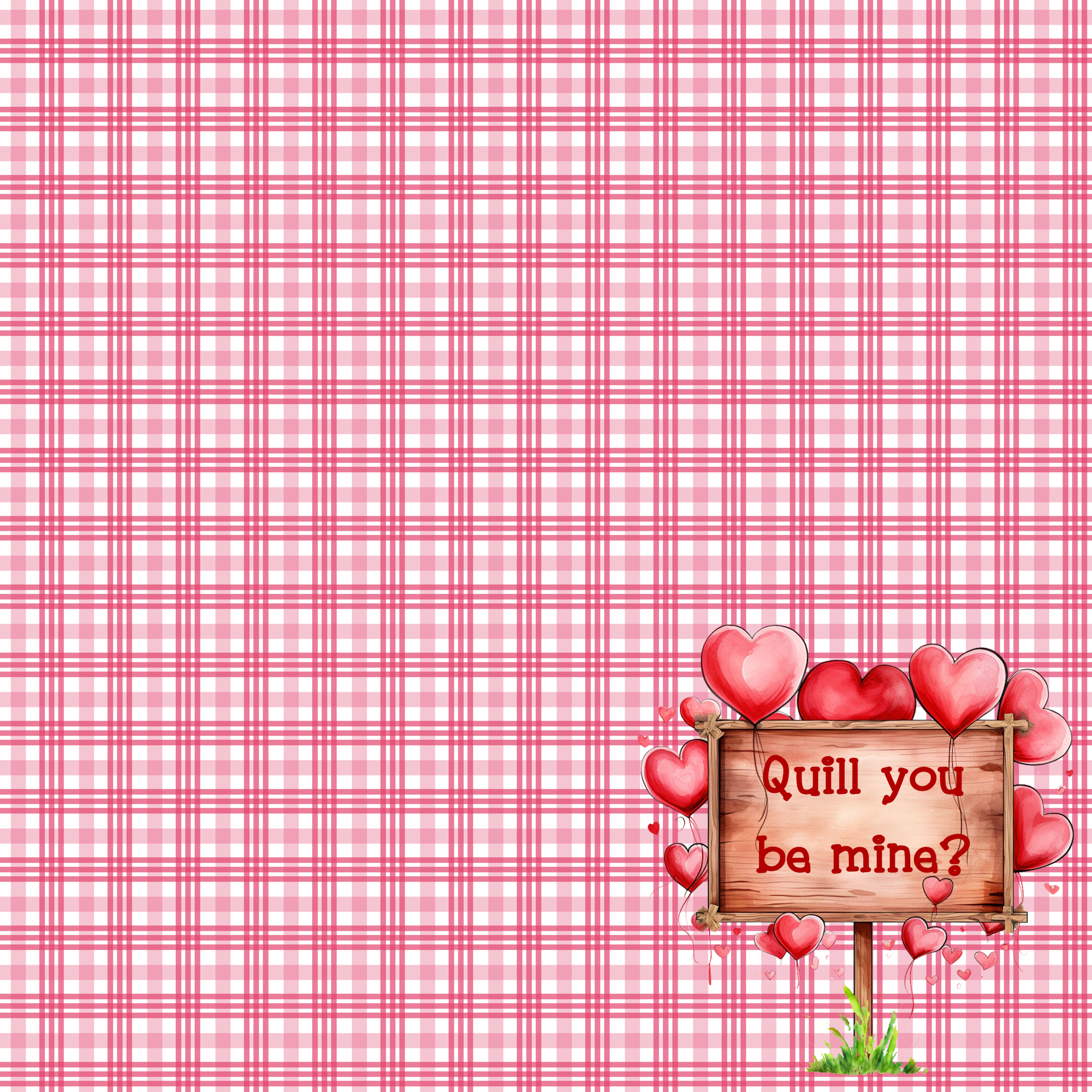 My Punny Valentine Collection Quill You Be Mine 12 x 12 Double-Sided Scrapbook Paper by SSC Designs
