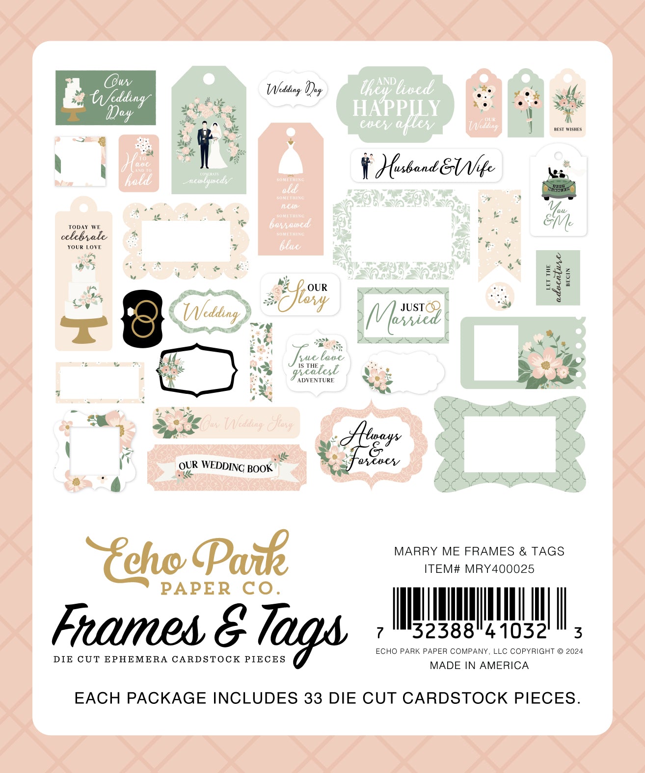 Marry Me Collection 5 x 5 Scrapbook Frames & Tags Embellishments by Echo Park Paper