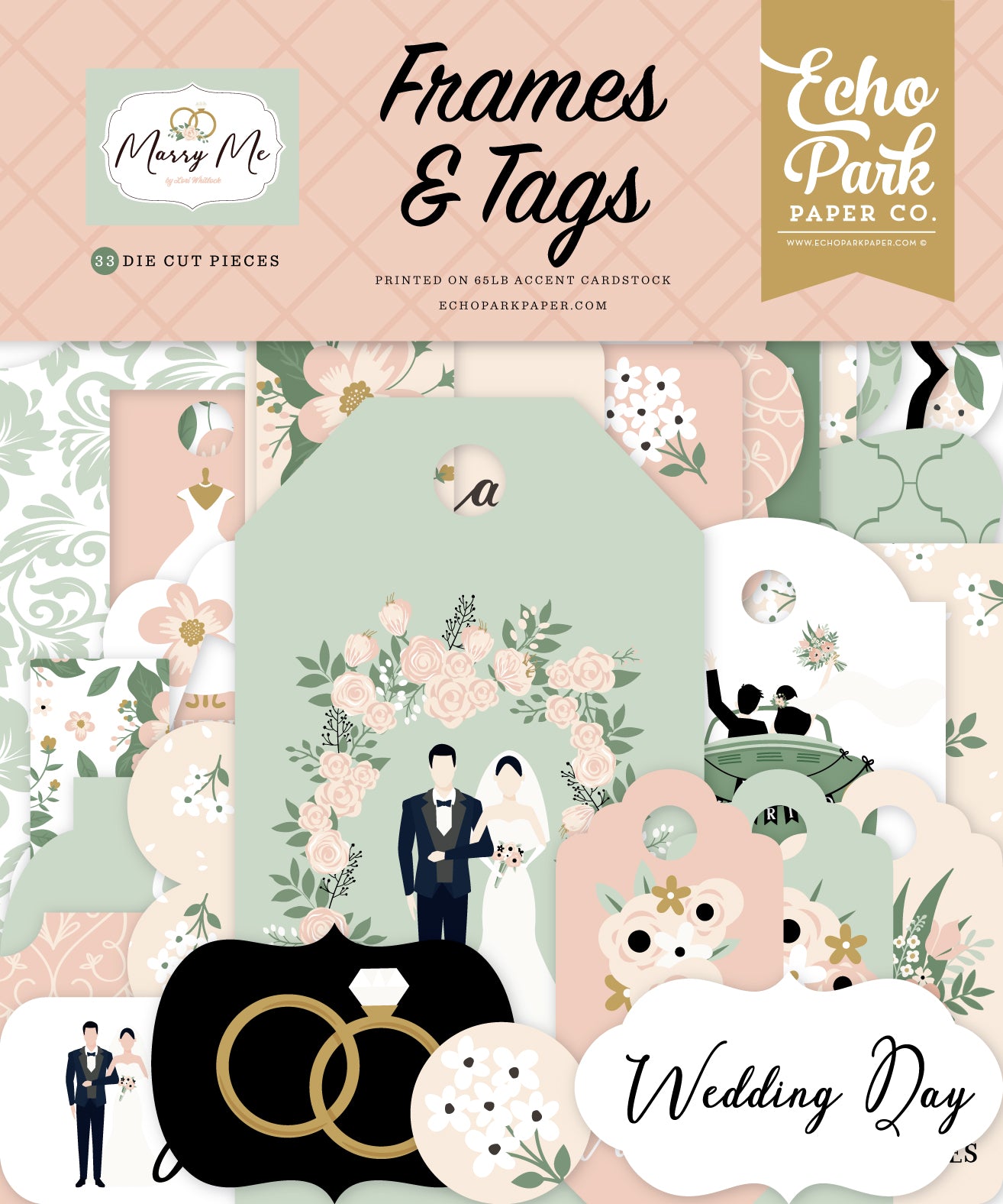 Marry Me Collection 5 x 5 Scrapbook Frames & Tags Embellishments by Echo Park Paper