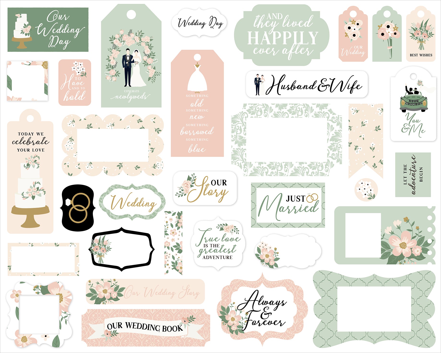 Marry Me Collection 5 x 5 Scrapbook Frames & Tags Embellishments by Echo Park Paper