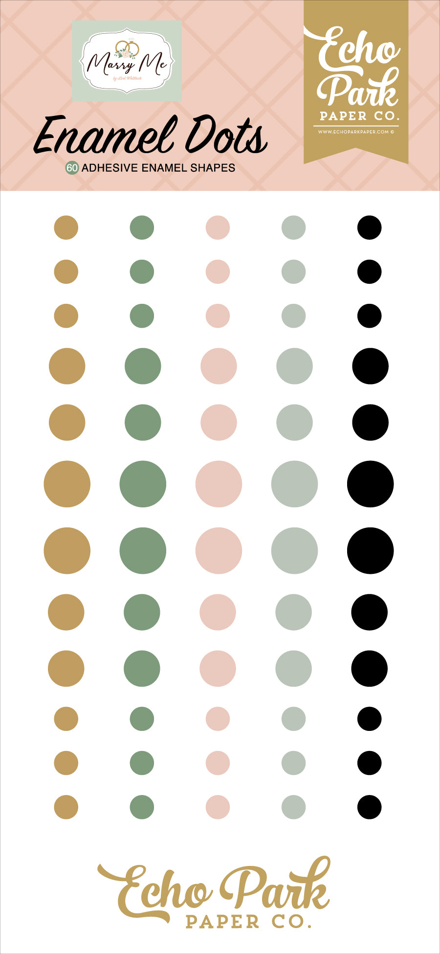 Marry Me Collection 3x6 Self-Adhesive Enamel Dots Scrapbook Embellishments by Echo Park Paper