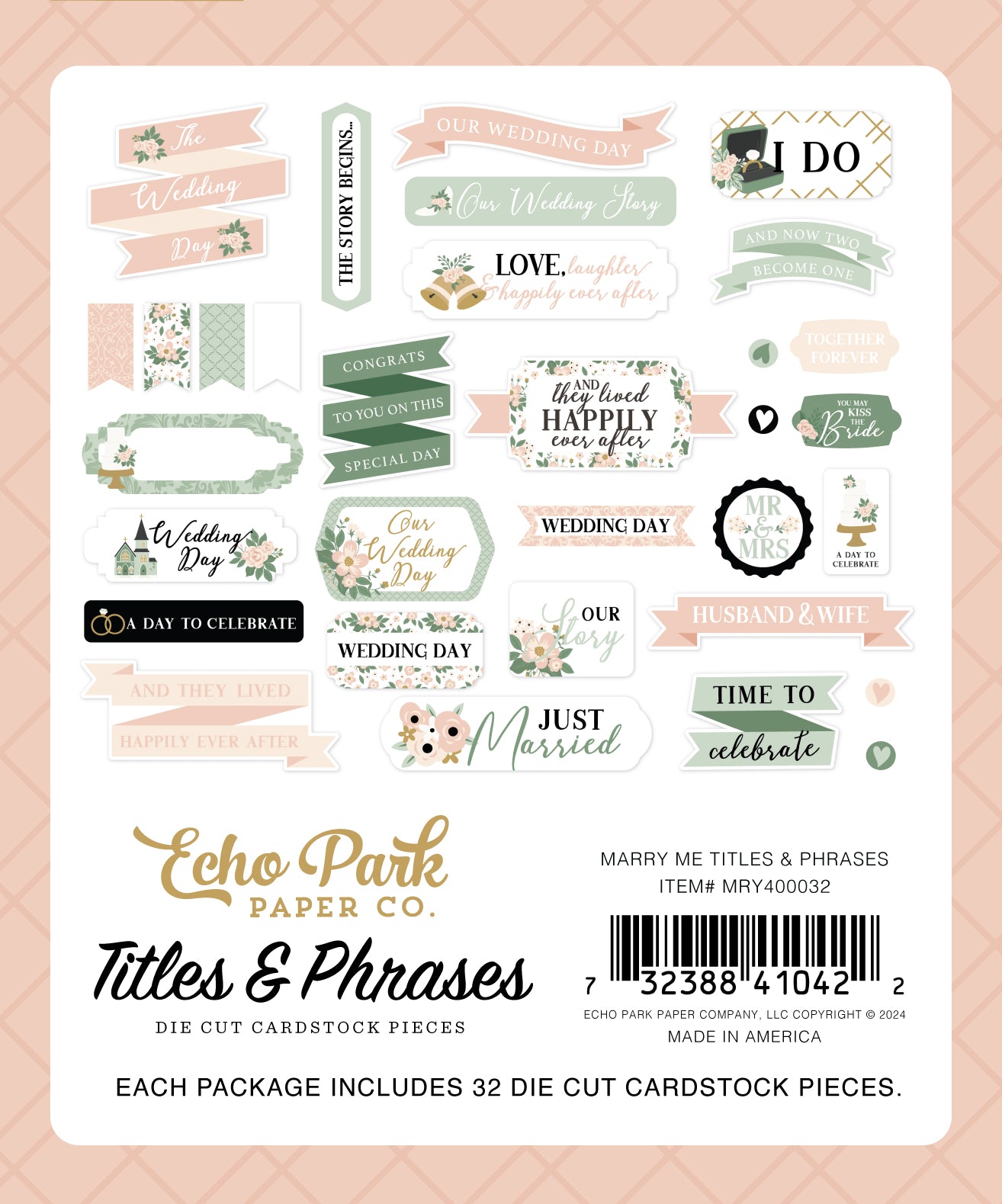 Marry Me Collection Scrapbook Titles & Phrases Die Cut Pieces by Echo Park Paper