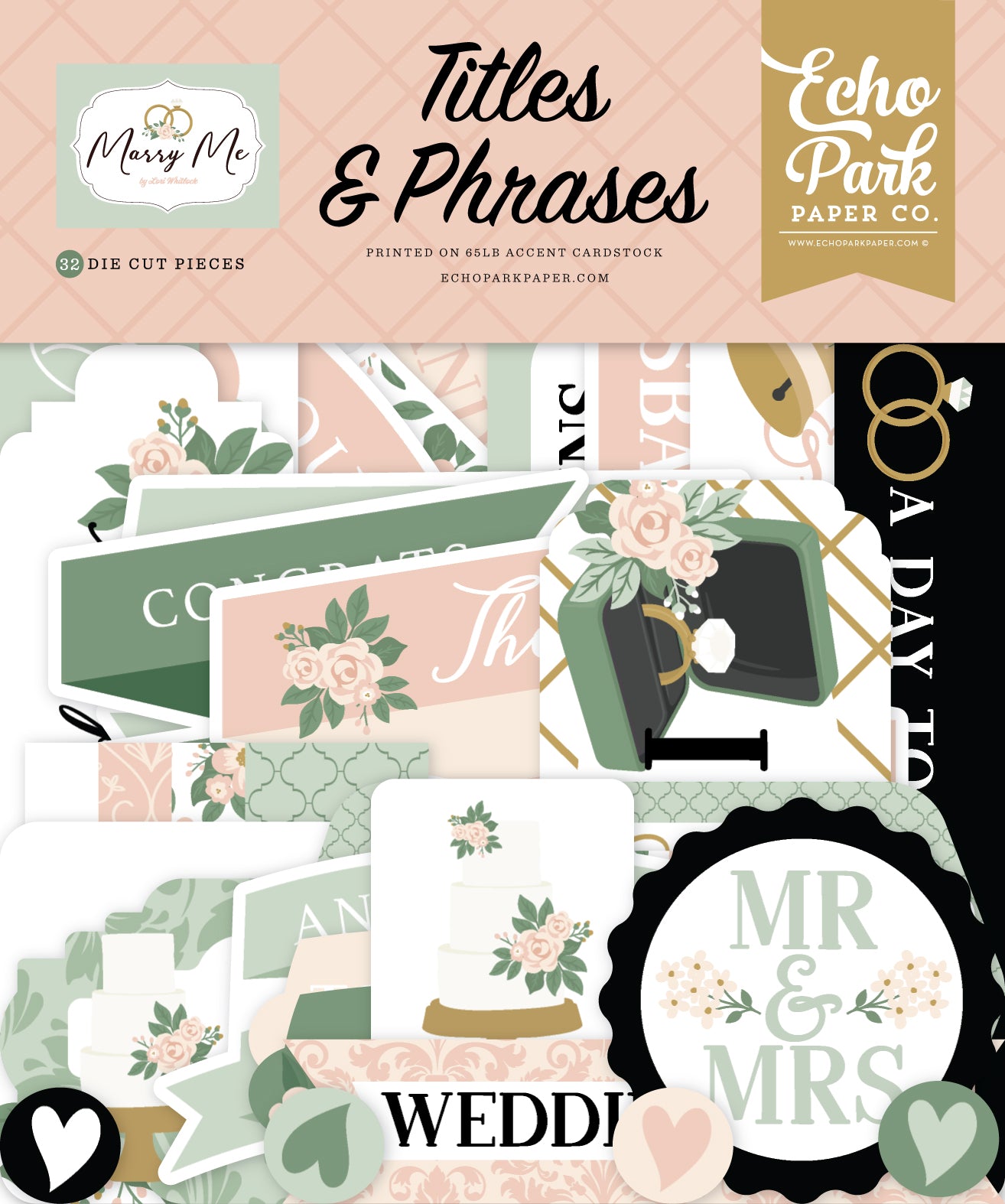 Marry Me Collection Scrapbook Titles & Phrases Die Cut Pieces by Echo Park Paper