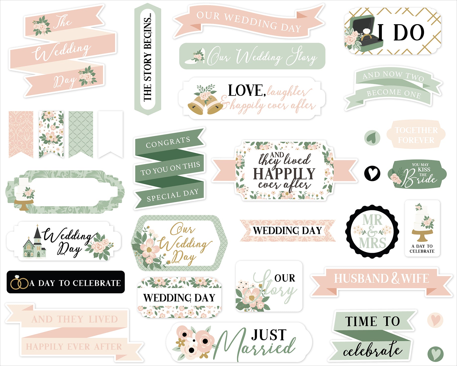 Marry Me Collection Scrapbook Titles & Phrases Die Cut Pieces by Echo Park Paper