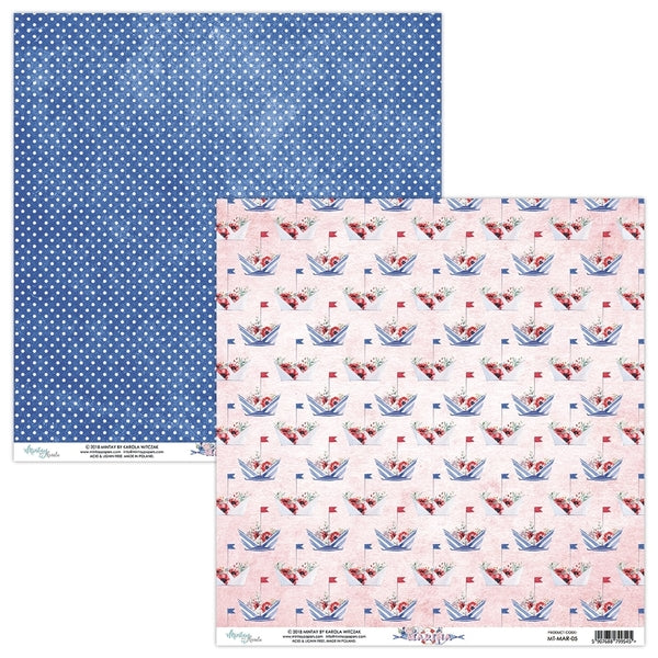 Marina Collection Paper Ships 12 x 12 Double-Sided Scrapbook Paper by Mintay Papers