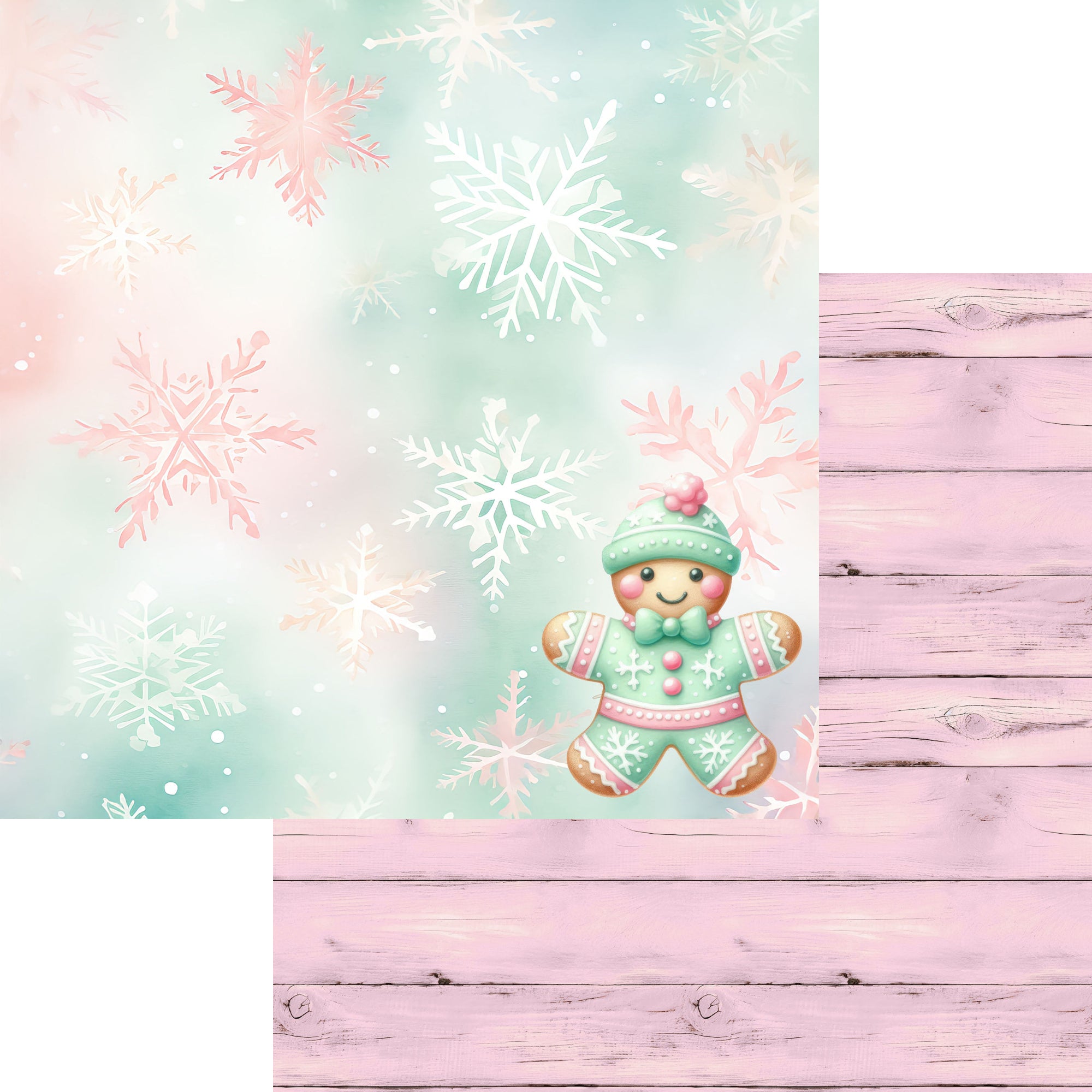 Mint Christmas Collection Gingerbread Love 12 x 12 Double-Sided Scrapbook Paper by SSC Designs