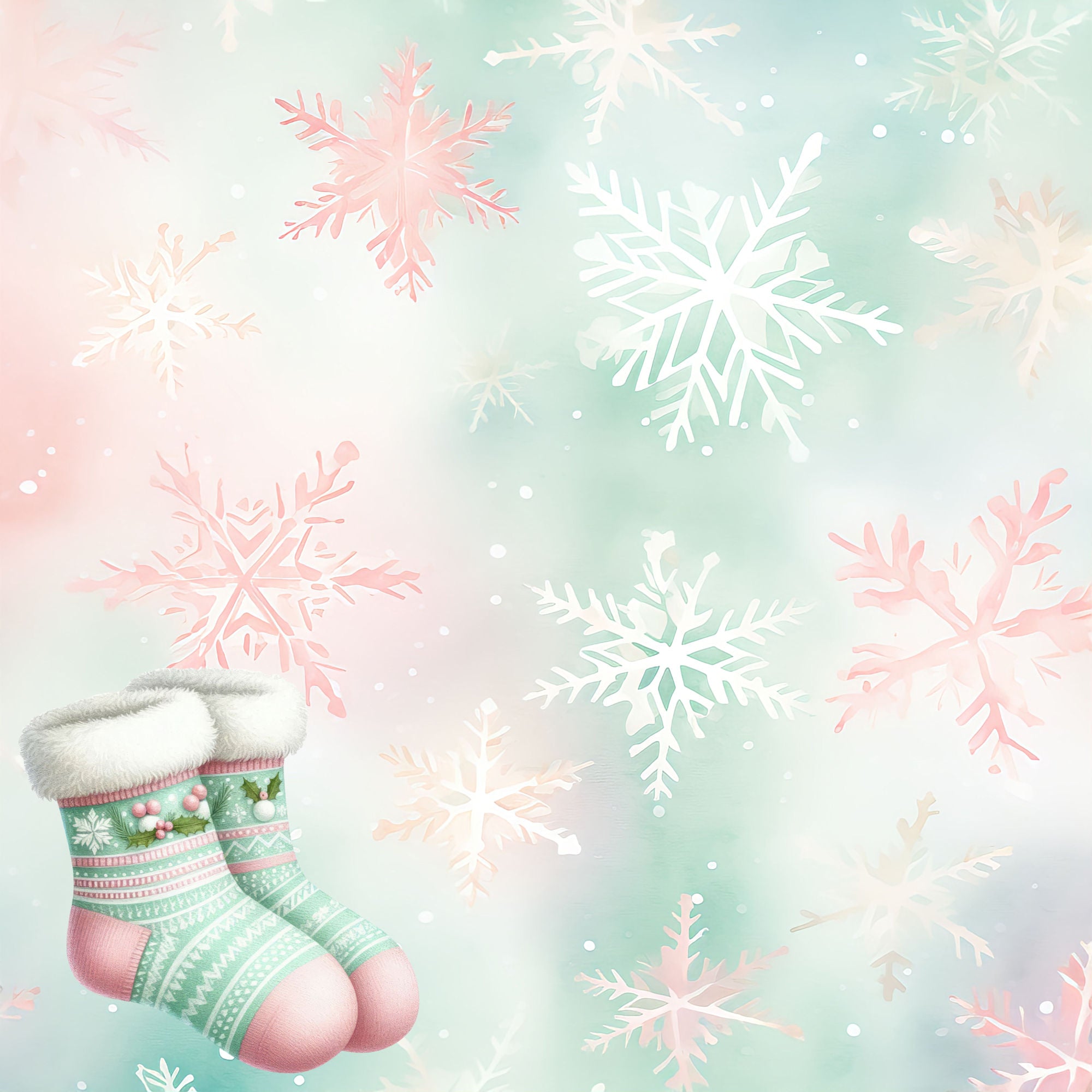 Mint Christmas Collection Light The Way 12 x 12 Double-Sided Scrapbook Paper by SSC Designs