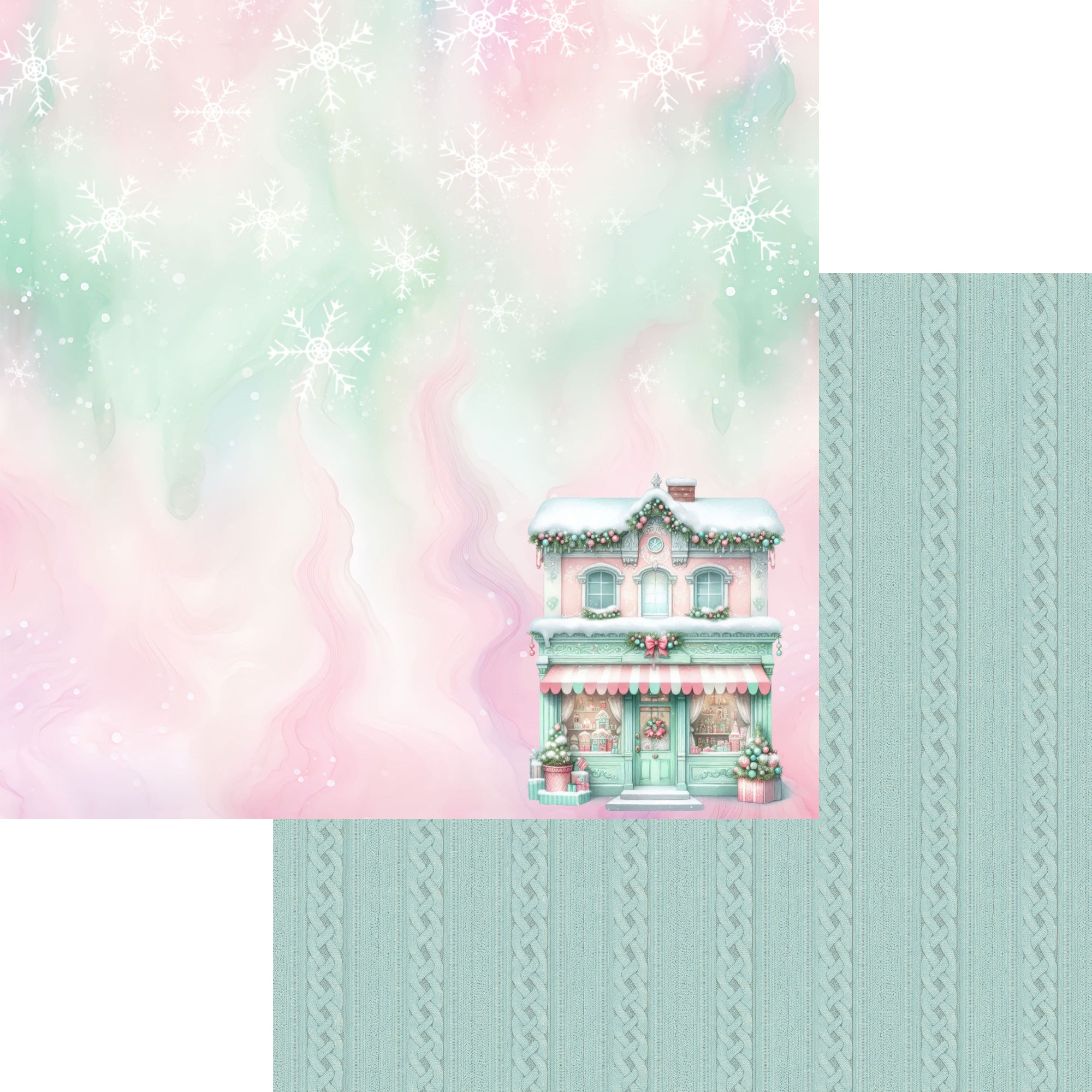 Mint Christmas Collection North Pole 12 x 12 Double-Sided Scrapbook Paper by SSC Designs