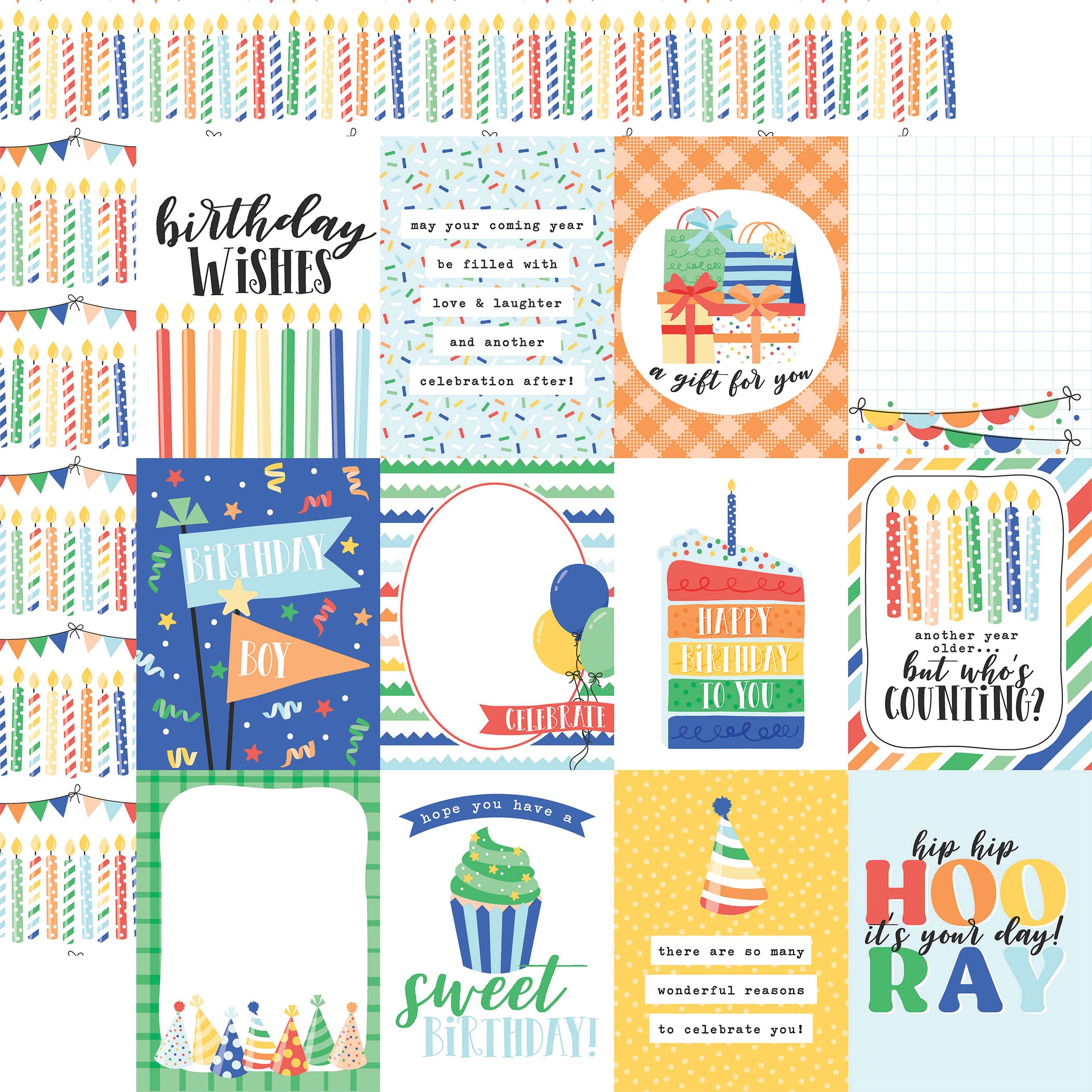 Make a Wish Birthday Boy Collection 3x4 Journaling Cards 12 x 12 Double-Sided Scrapbook Paper by Echo Park Paper