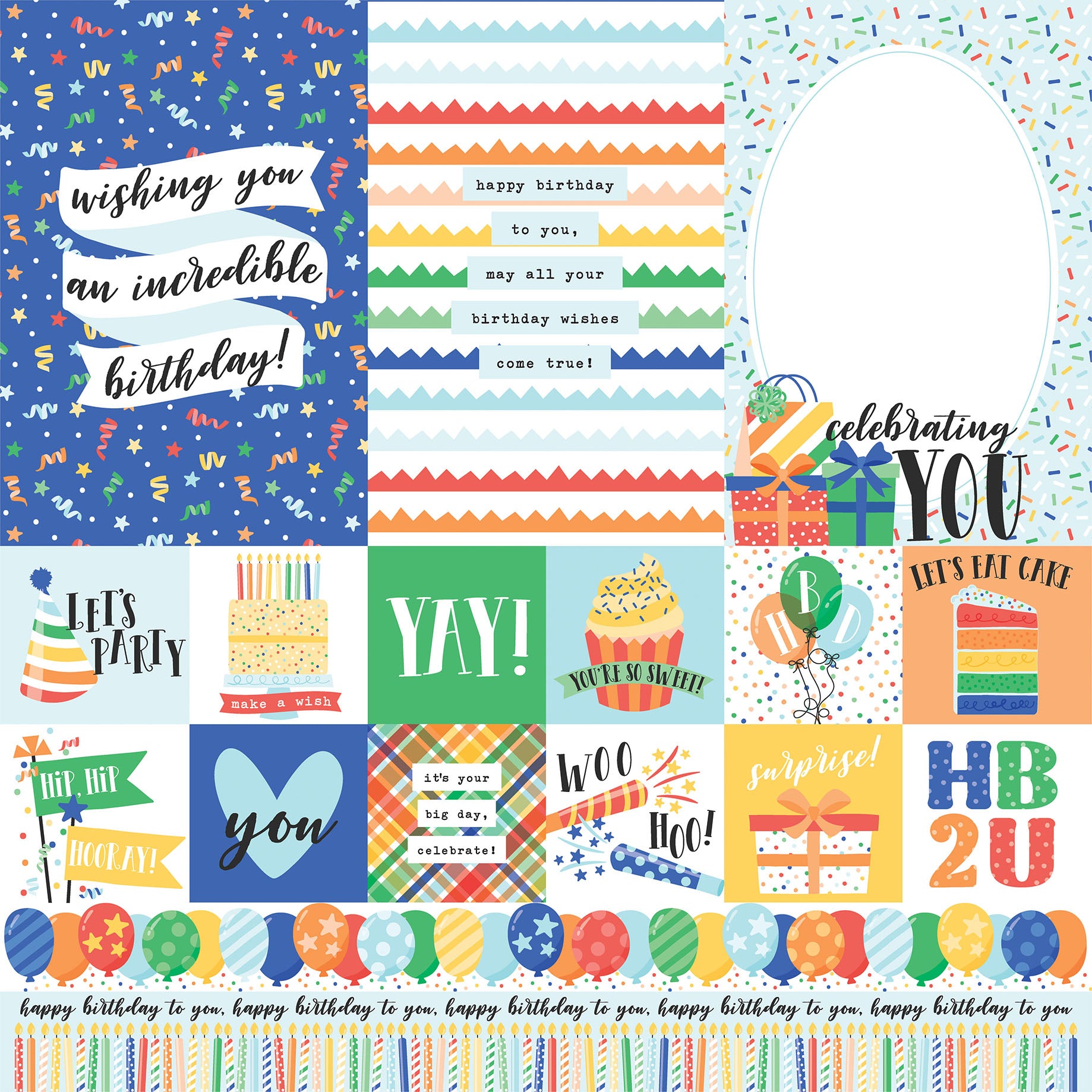 Make a Wish Birthday Boy Collection Multi Journaling Cards 12 x 12 Double-Sided Scrapbook Paper by Echo Park Paper