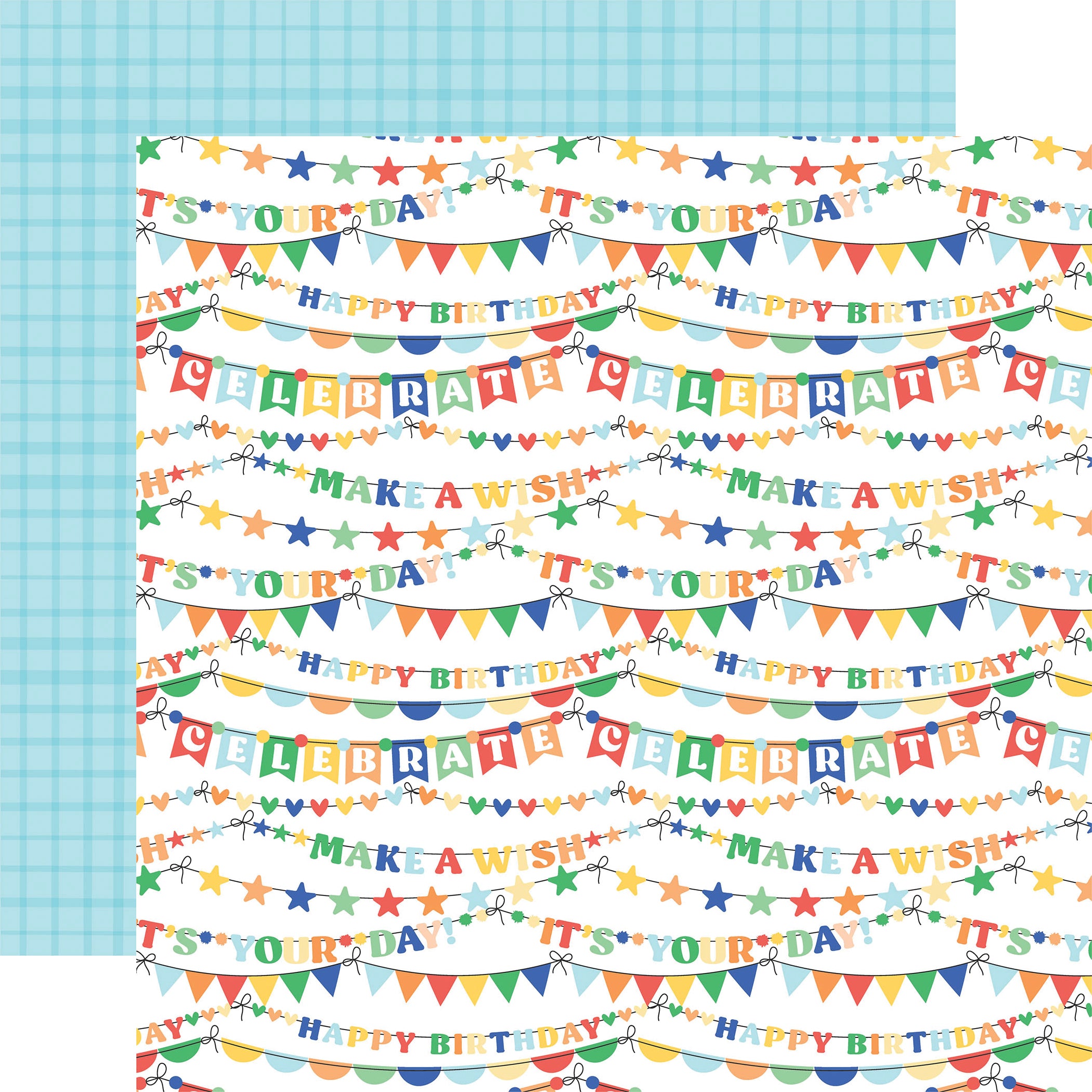 Make a Wish Birthday Boy Collection Birthday Phrases 12 x 12 Double-Sided Scrapbook Paper by Echo Park Paper (Copy)