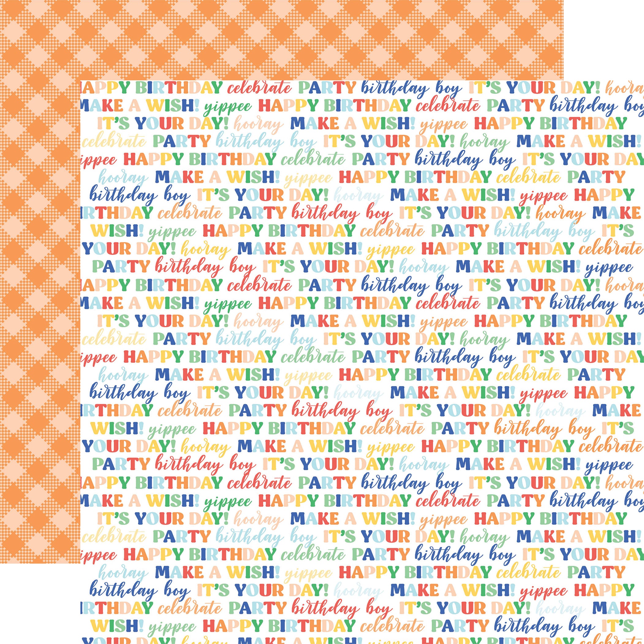 Make a Wish Birthday Boy Collection Birthday Phrases 12 x 12 Double-Sided Scrapbook Paper by Echo Park Paper