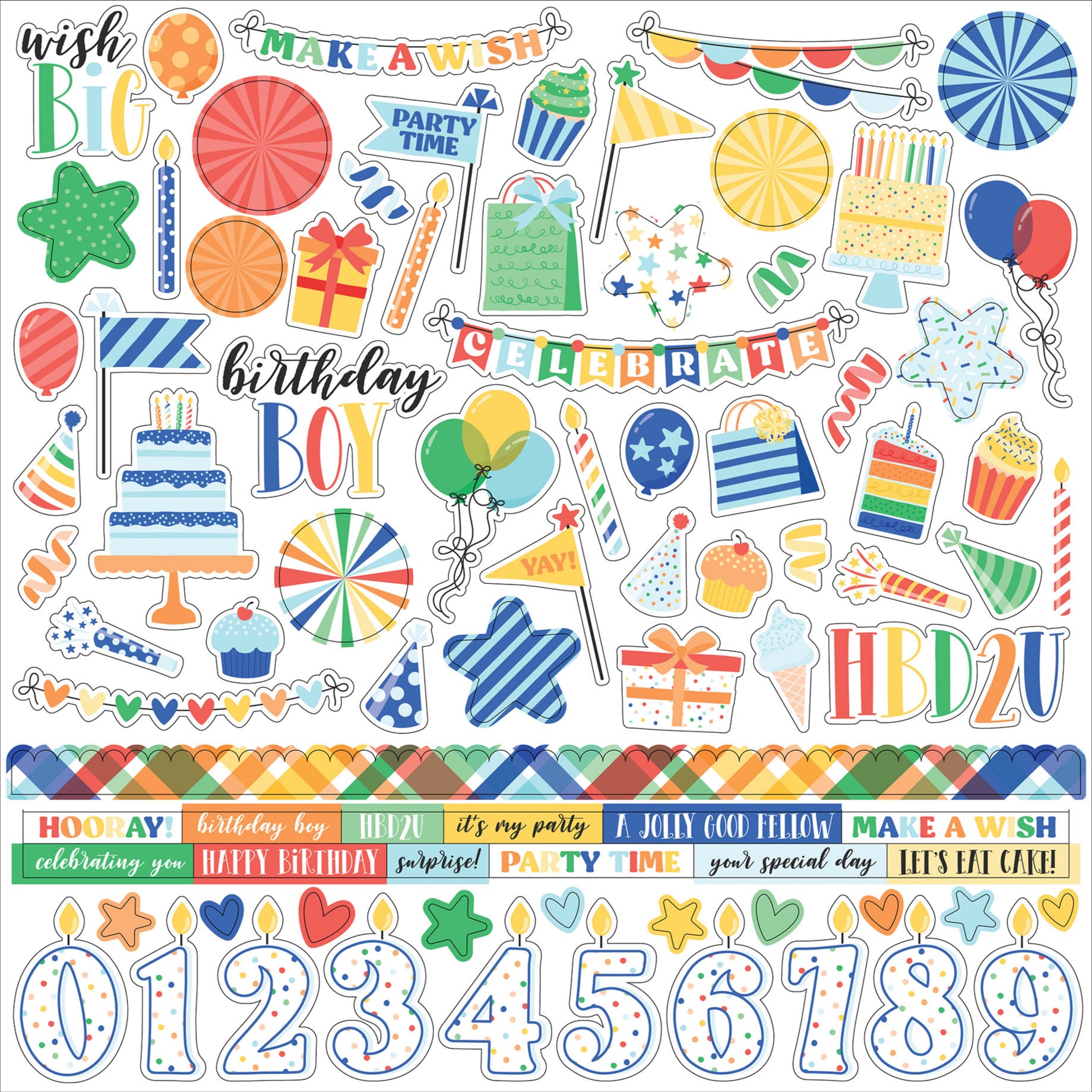 Make a Wish Birthday Boy Collection 12 x 12 Scrapbook Sticker Sheet by Echo Park Paper