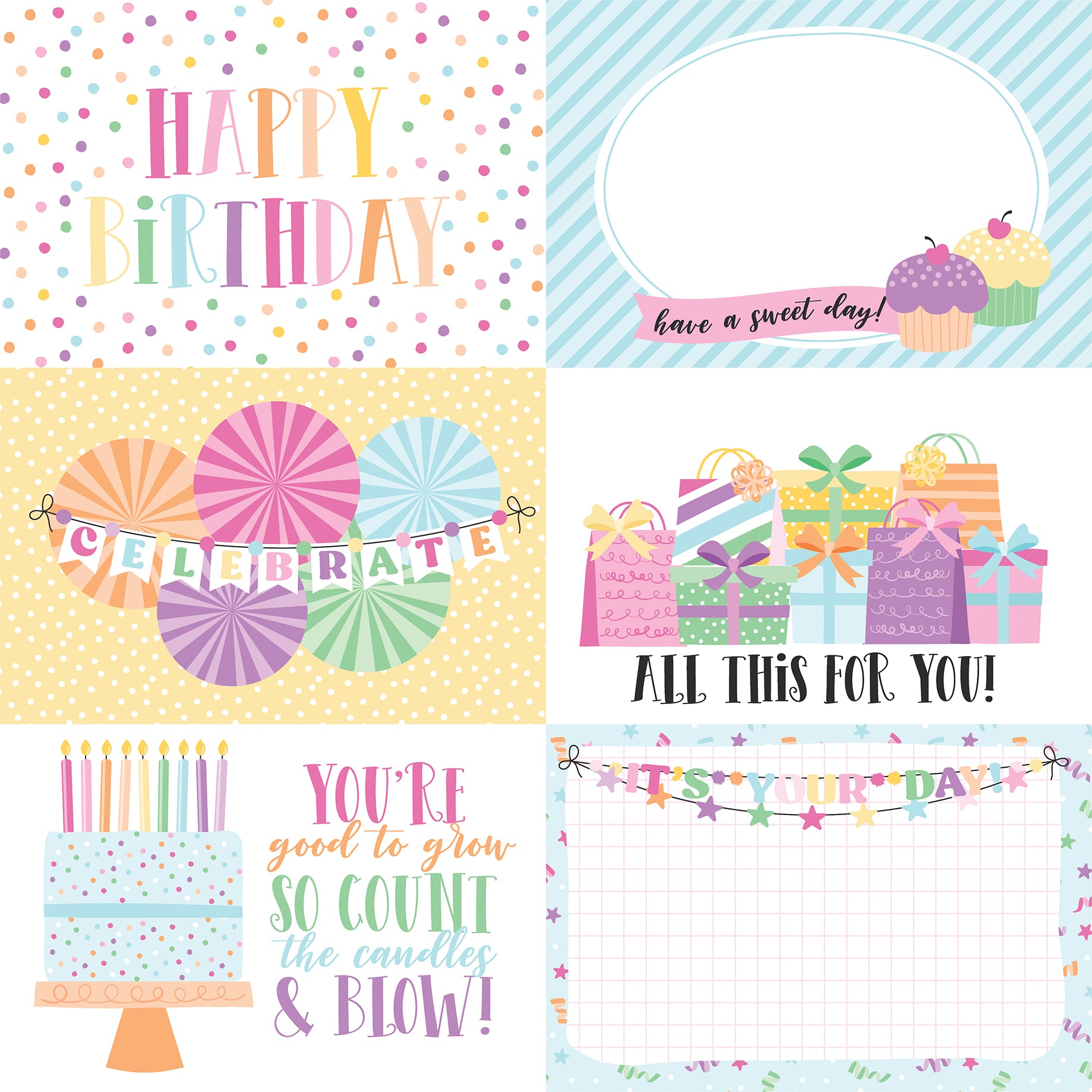 Make a Wish Birthday Girl Collection 6x4 Journaling Cards 12 x 12 Double-Sided Scrapbook Paper by Echo Park Paper