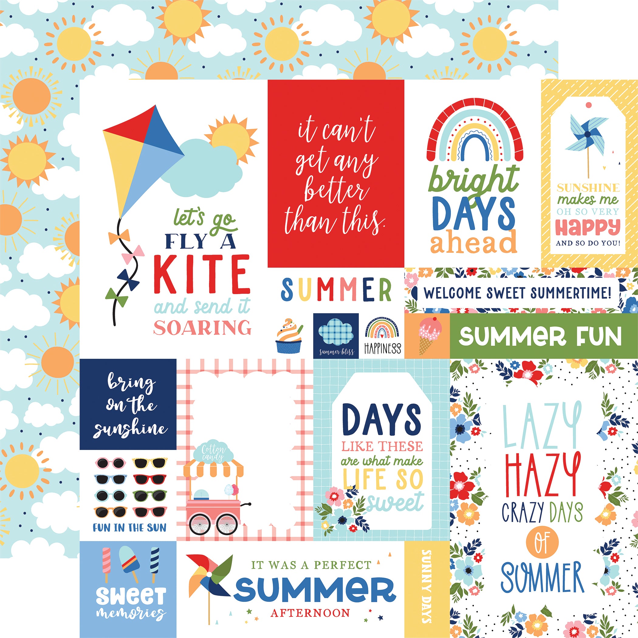 My Favorite Summer 12 x 12 Scrapbook Paper & Sticker Kit by Echo Park Paper - 13 Pieces