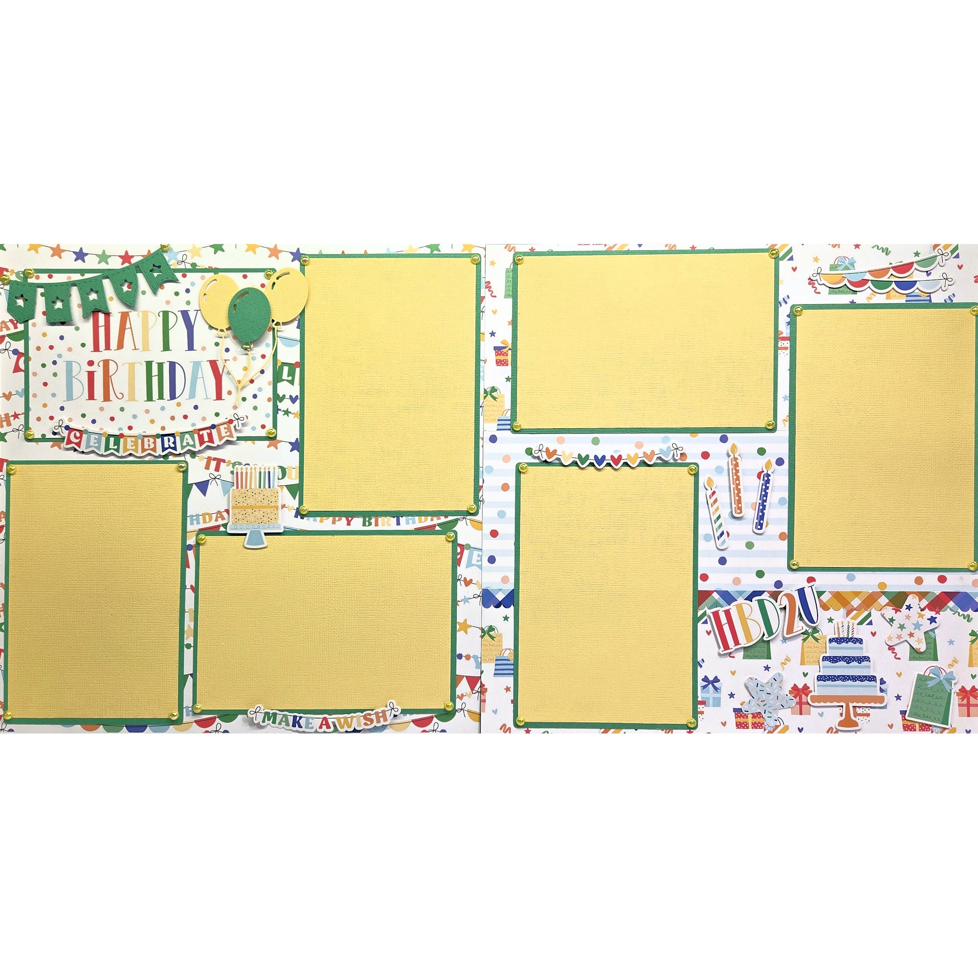 Make A Wish Birthday Boy (2) - 12 x 12 Pages, Fully-Assembled & Hand-Crafted 3D Scrapbook Premade by SSC Designs