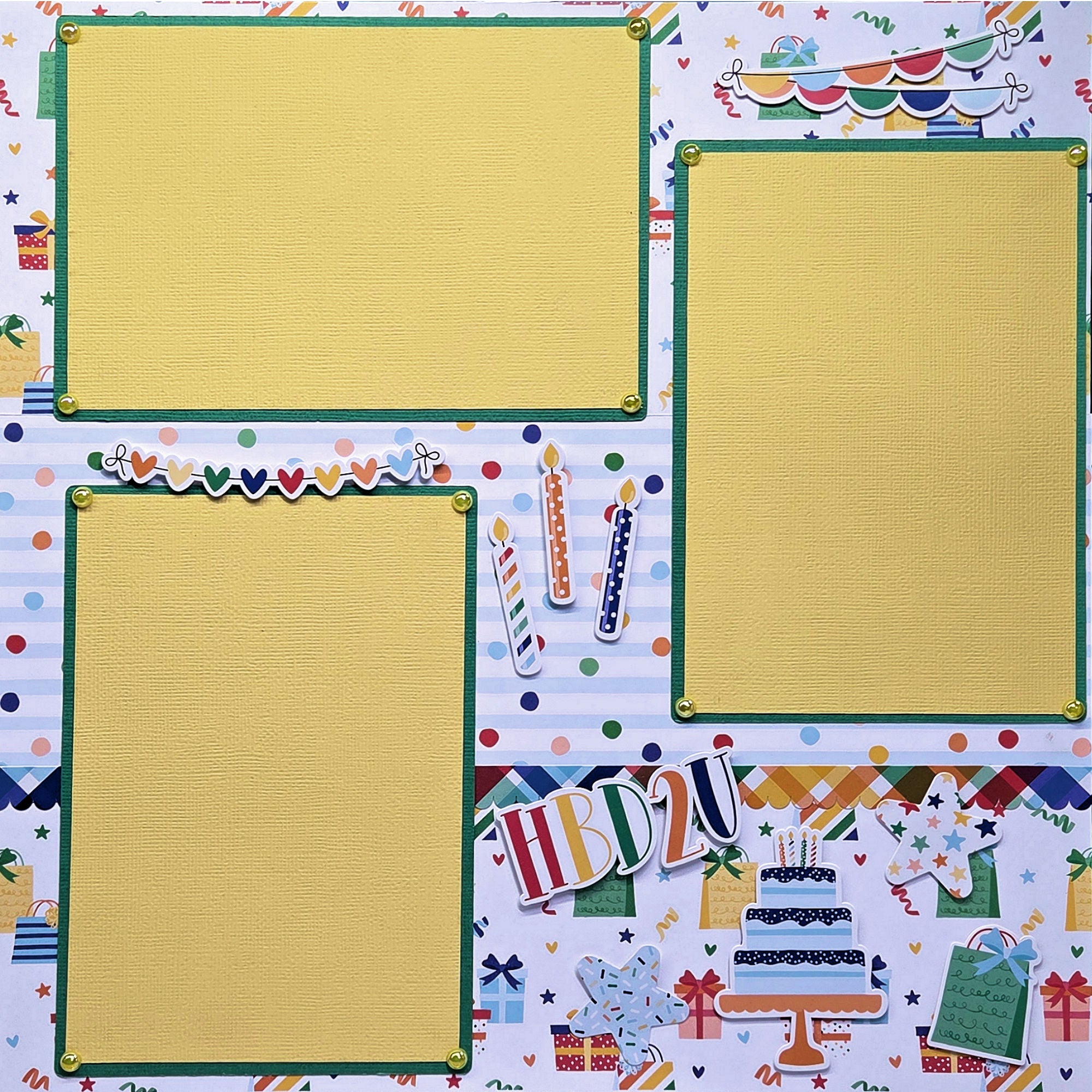 Make A Wish Birthday Boy (2) - 12 x 12 Pages, Fully-Assembled & Hand-Crafted 3D Scrapbook Premade by SSC Designs