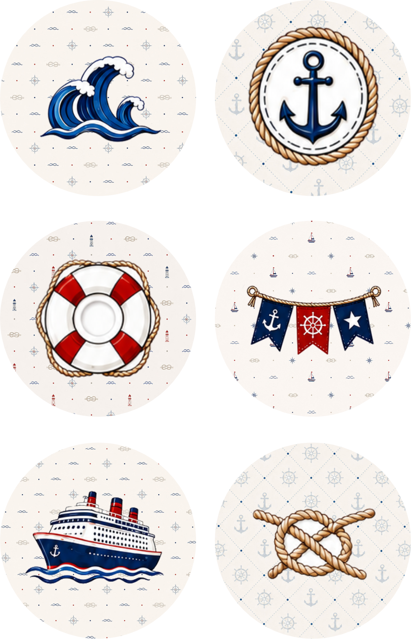 Nautical Adventures Collection Button Bubbles 1" Self-Adhesive Scrapbook Embellishments by MH Flair & More