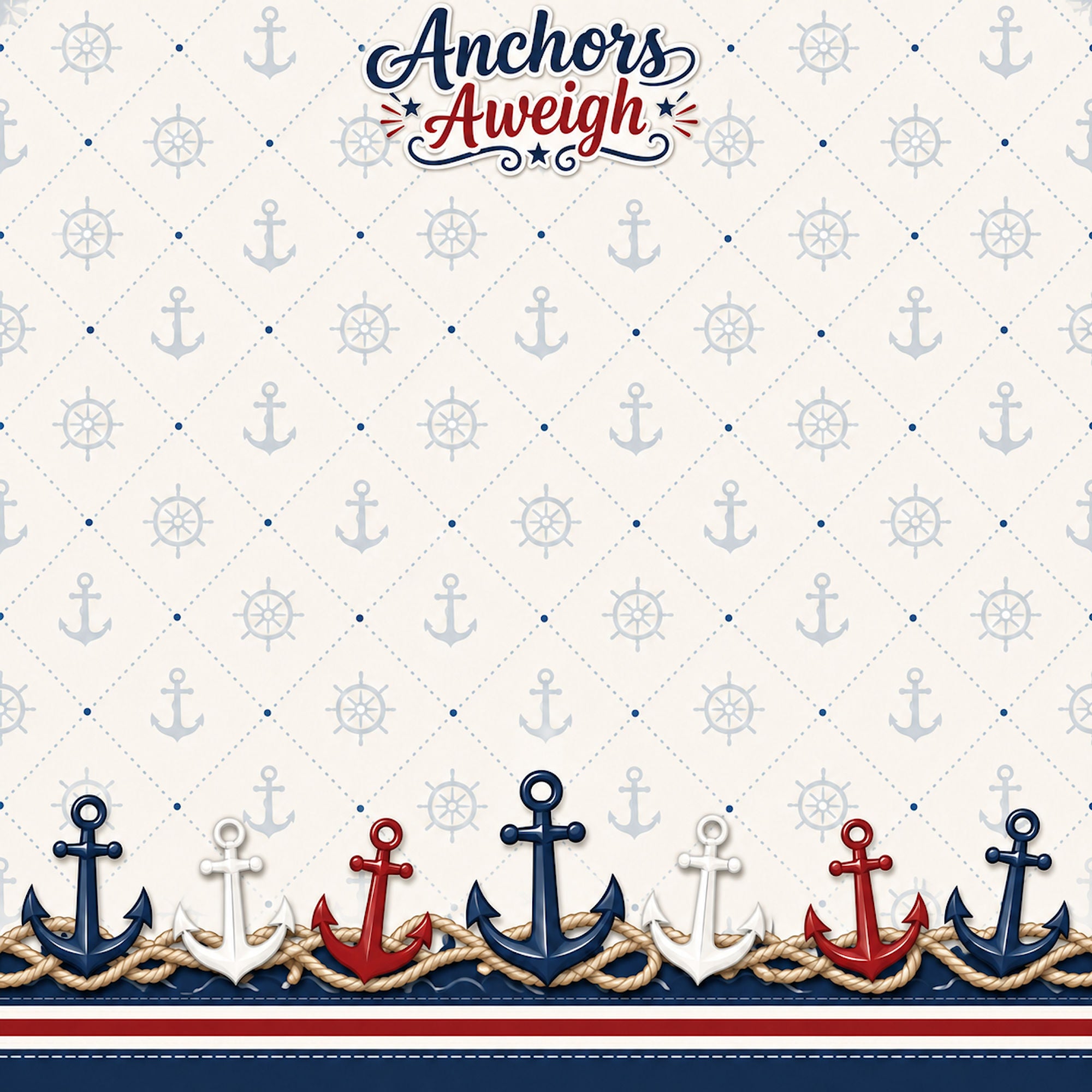 Nautical Adventures Anchors Aweigh 12 x 12 Double-Sided Scrapbook Paper by SSC Designs