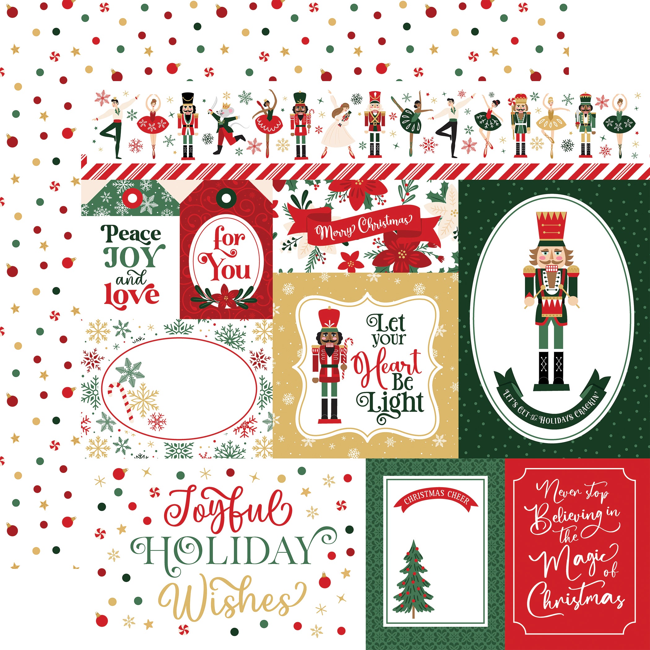 Nutcracker Christmas Scrapbook Paper & Sticker Collection Kit by Echo Park Paper - 13 Pieces