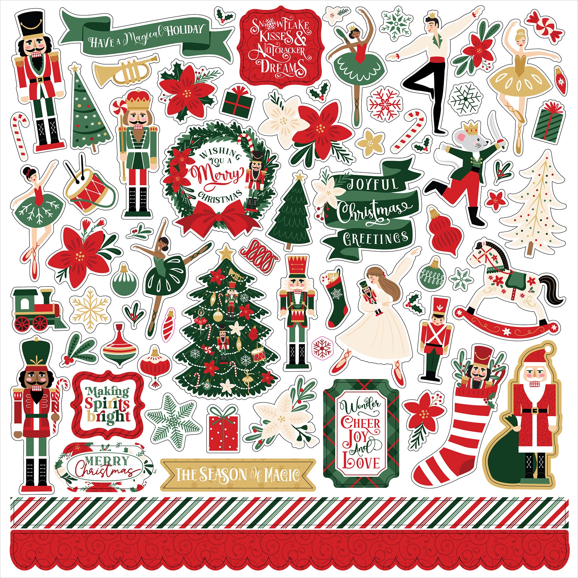 Nutcracker Christmas Scrapbook Paper & Sticker Collection Kit by Echo Park Paper - 13 Pieces