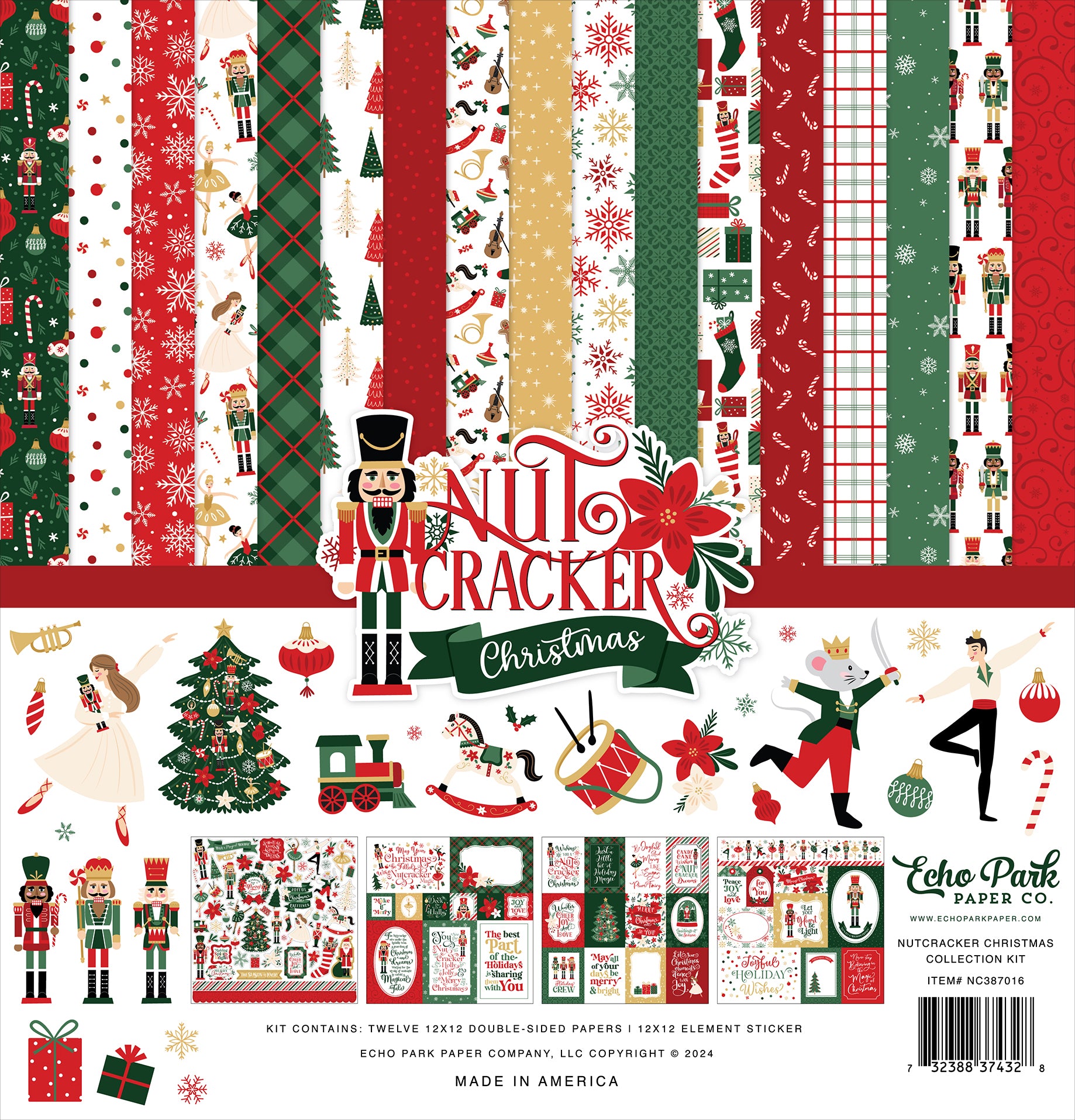 Nutcracker Christmas Scrapbook Paper & Sticker Collection Kit by Echo Park Paper - 13 Pieces
