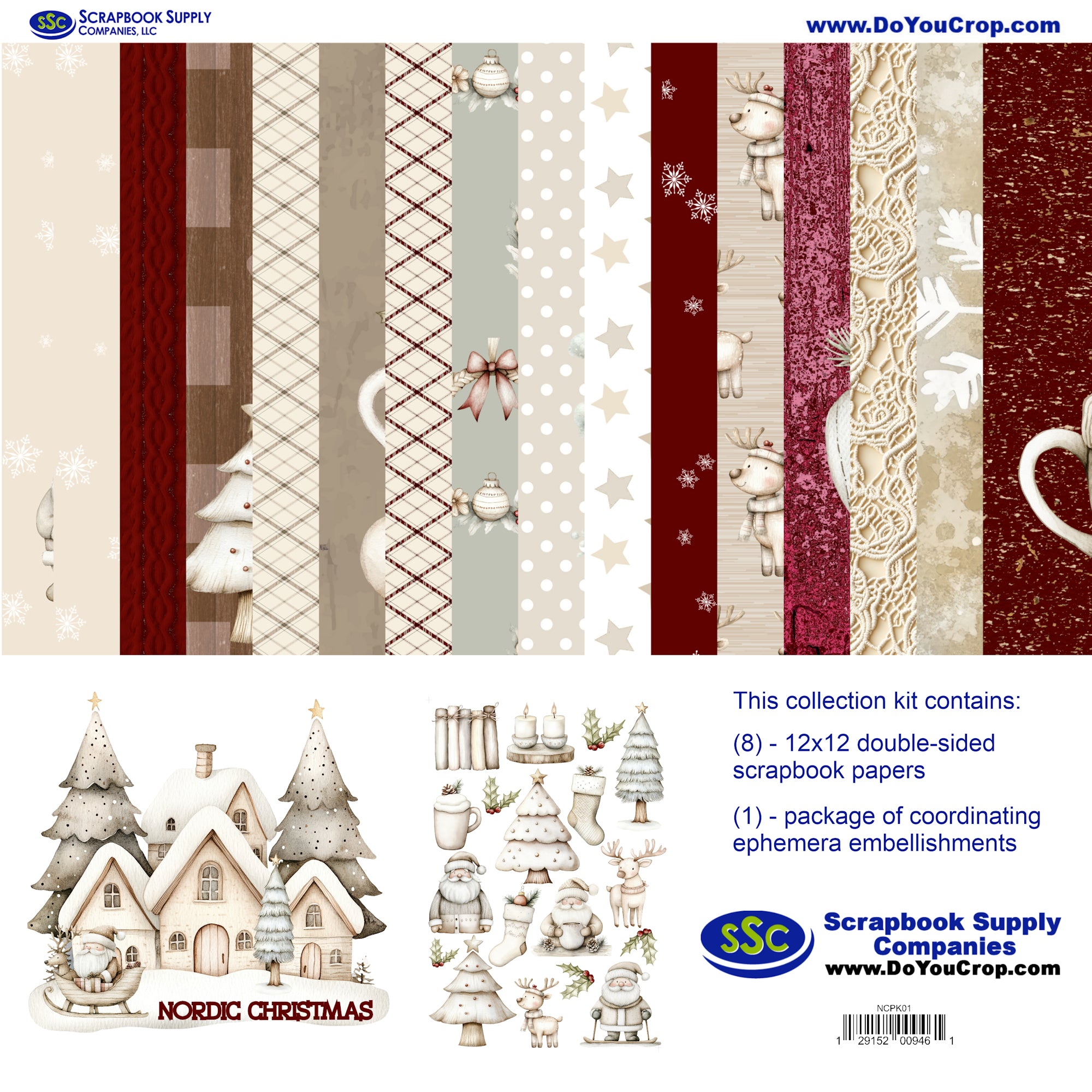 Nordic Christmas 12 x 12 Scrapbook Paper & Embellishment Kit by SSC Designs