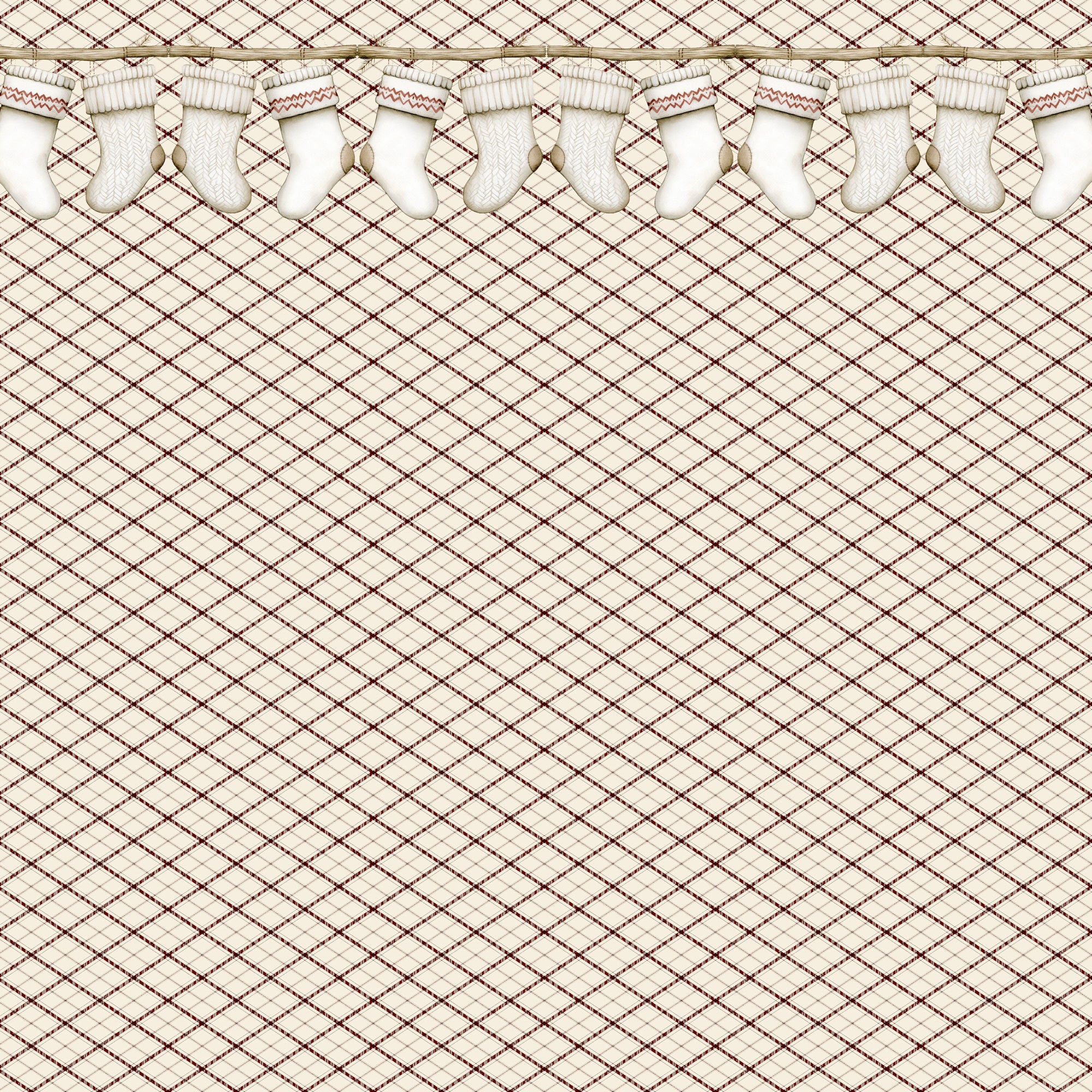 Nordic Christmas Collection The Stockings Were Hung 12 x 12 Double-Sided Scrapbook Paper by SSC Designs