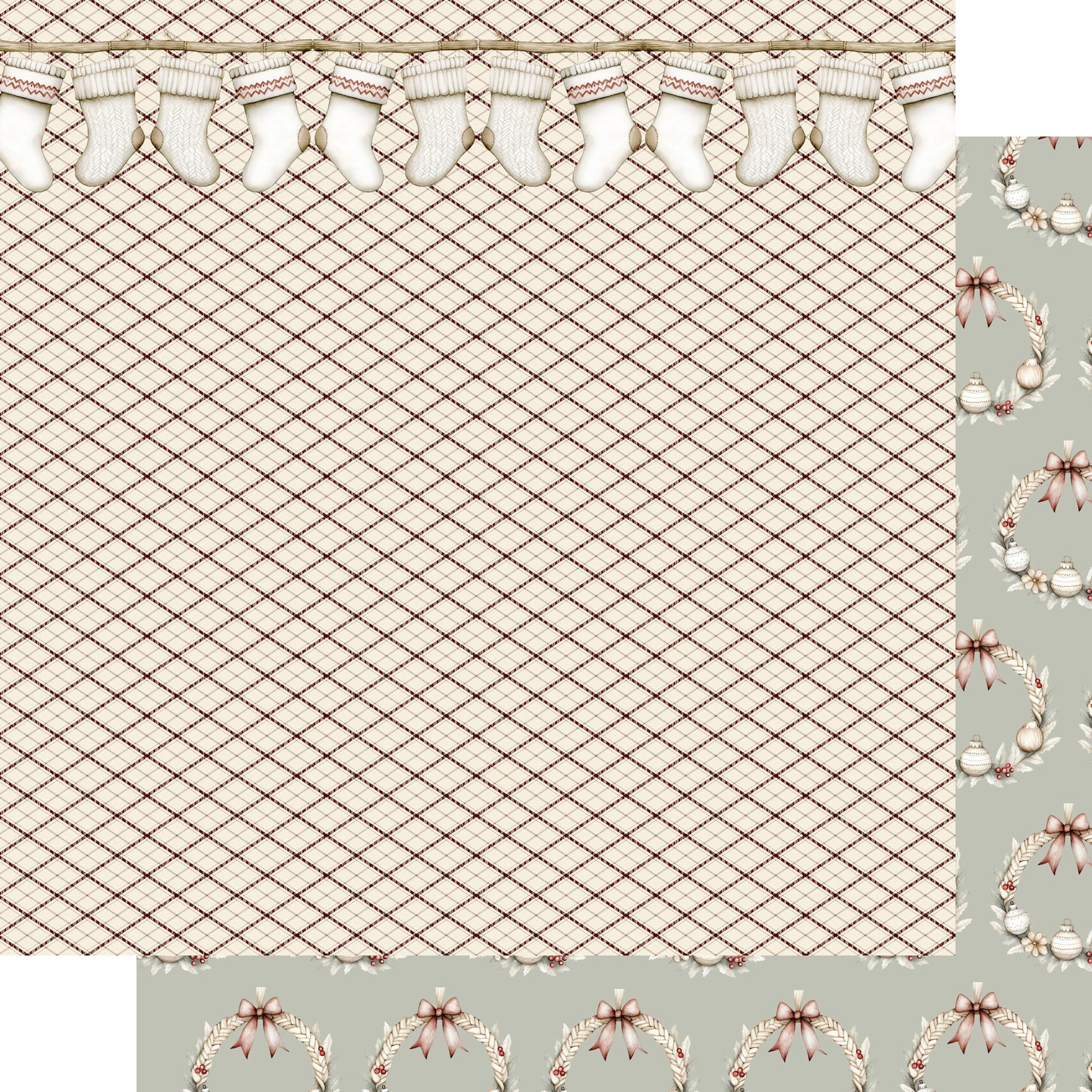 Nordic Christmas Collection The Stockings Were Hung 12 x 12 Double-Sided Scrapbook Paper by SSC Designs