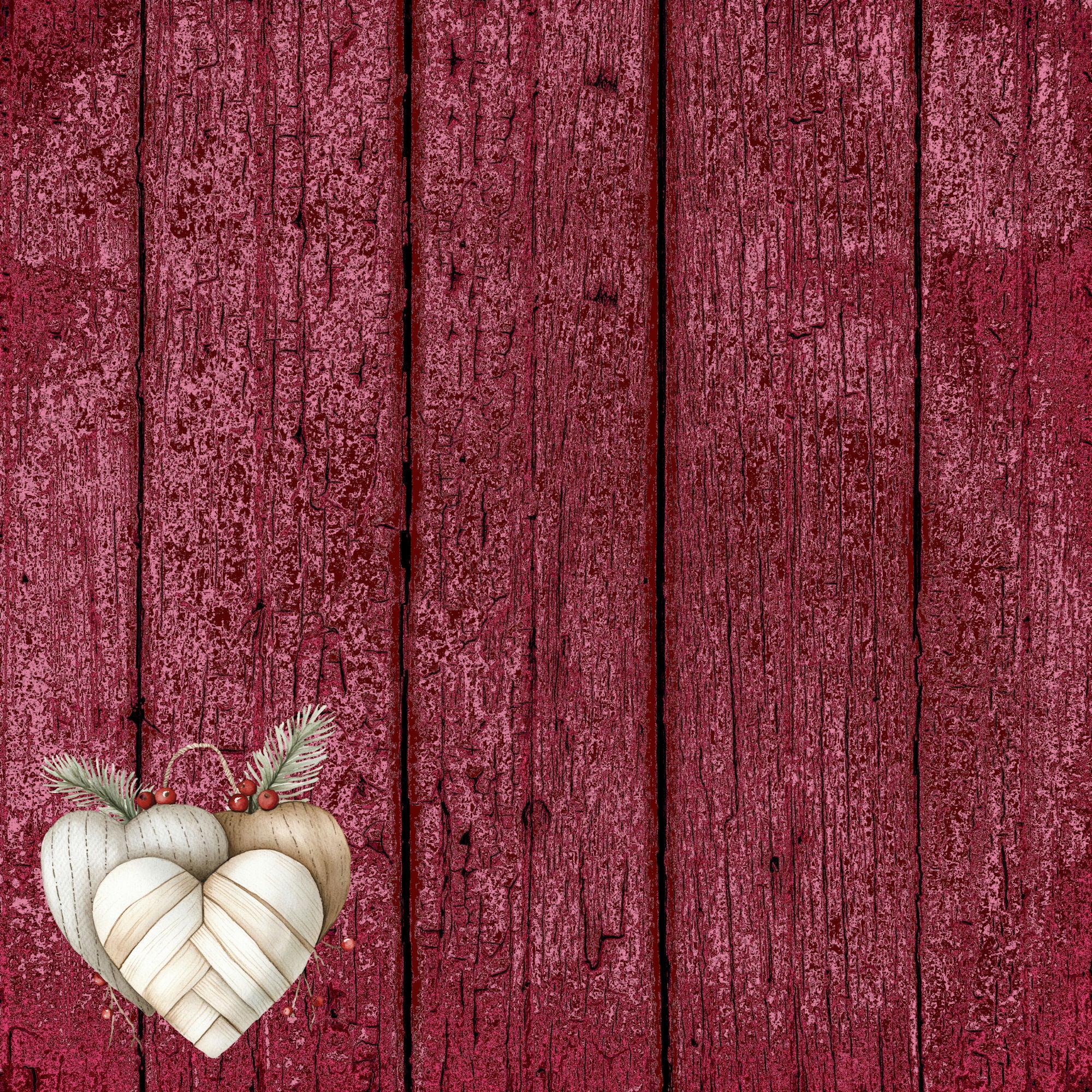 Nordic Christmas Collection Christmas Heart 12 x 12 Double-Sided Scrapbook Paper by SSC Designs