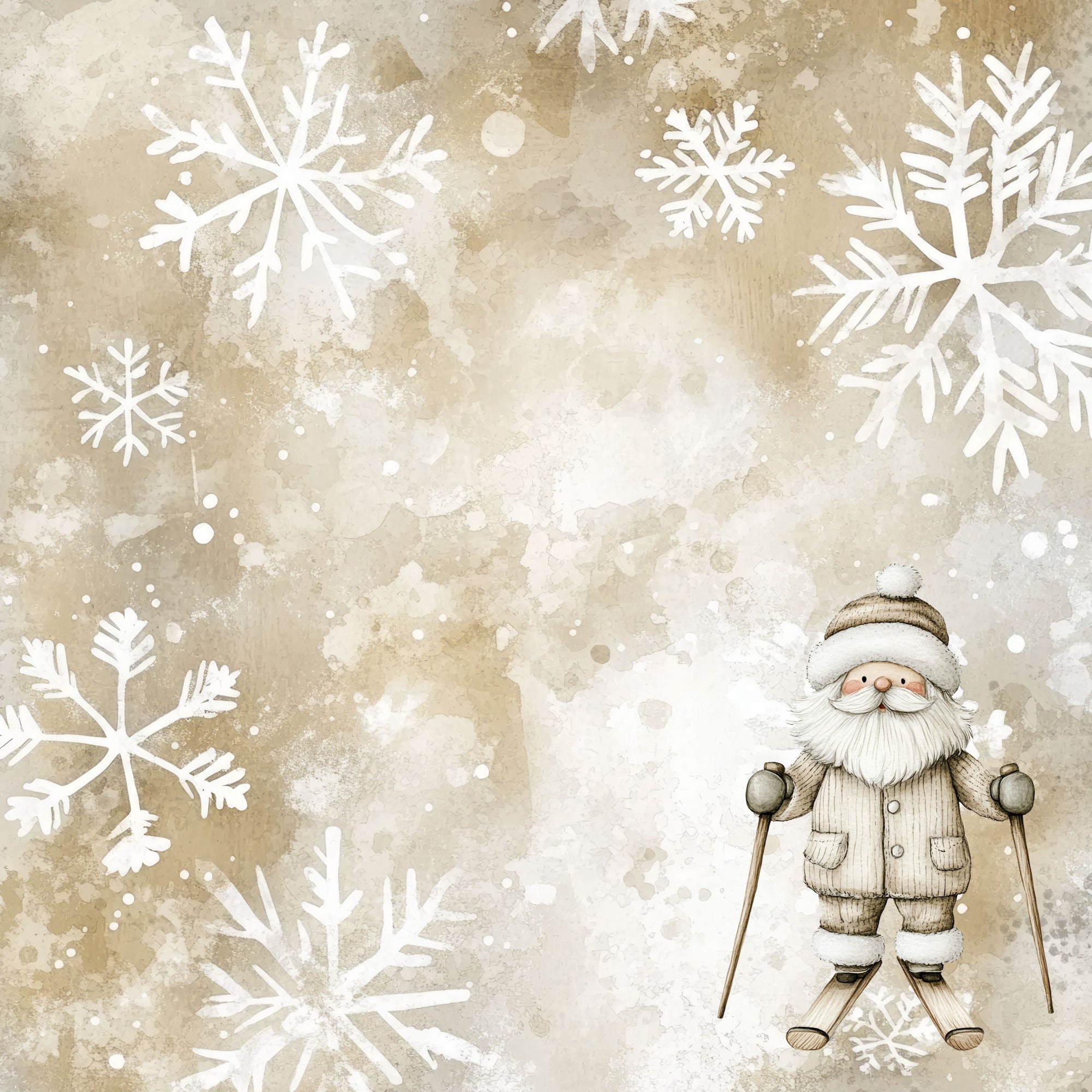 Nordic Christmas Collection Silly Santa Skiing 12 x 12 Double-Sided Scrapbook Paper by SSC Designs