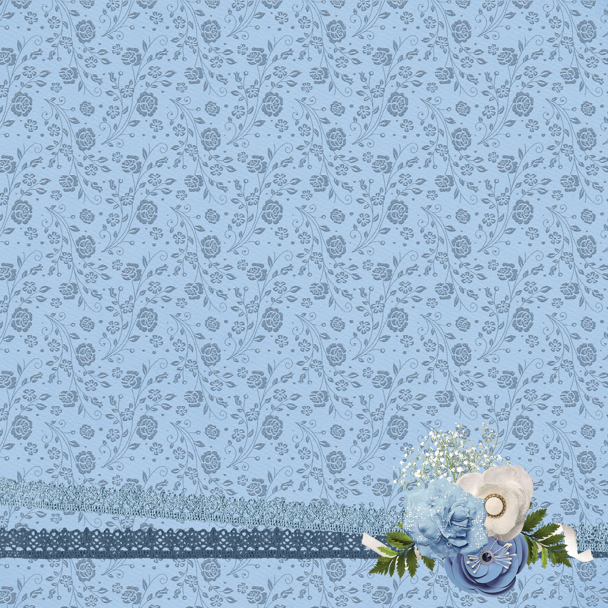 Now & Forever Collection Classic Lace 12 x 12 Double-Sided Scrapbook Paper by SSC Designs