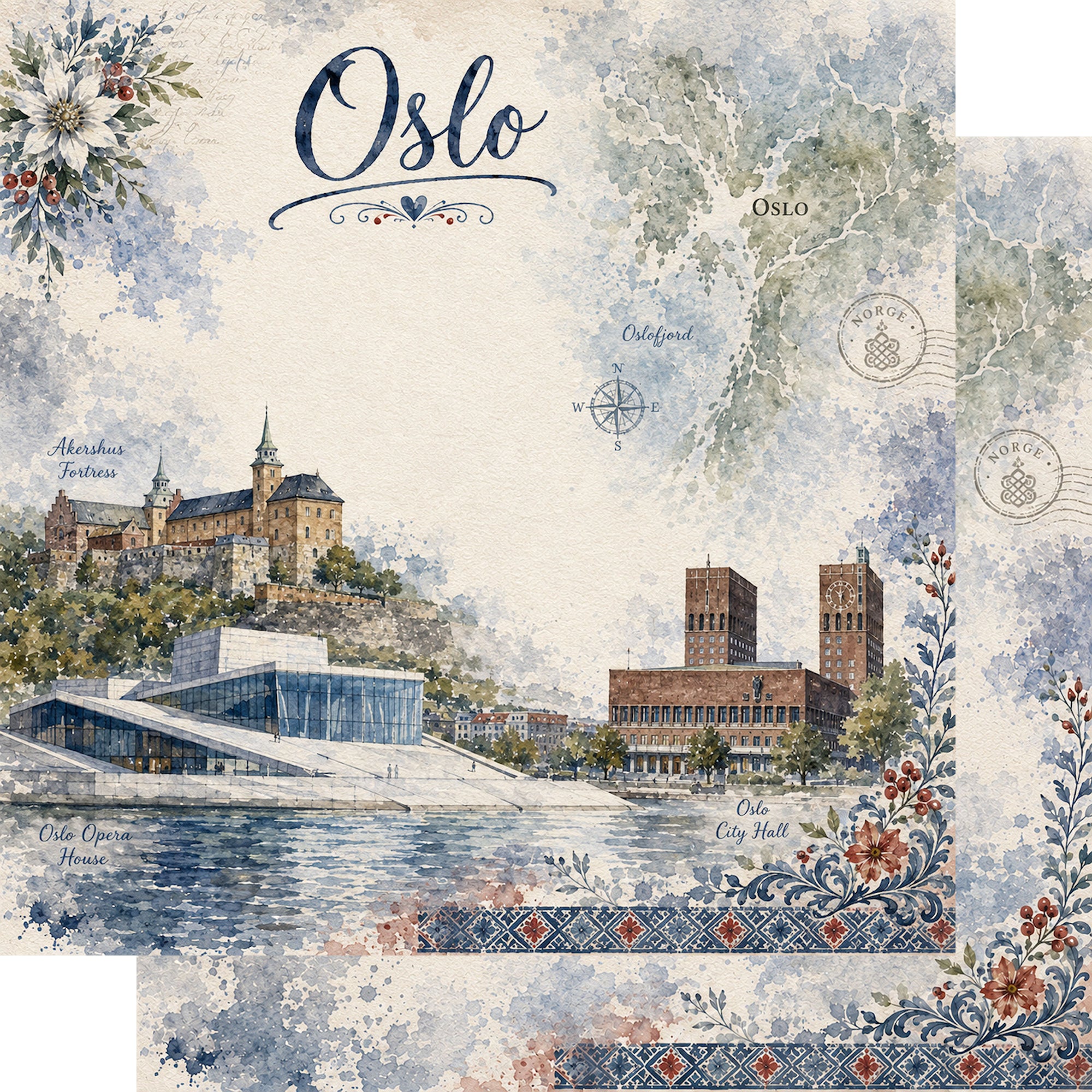 Norway Collection Oslo 12 x 12 Double-Sided Scrapbook Paper by SSC Designs