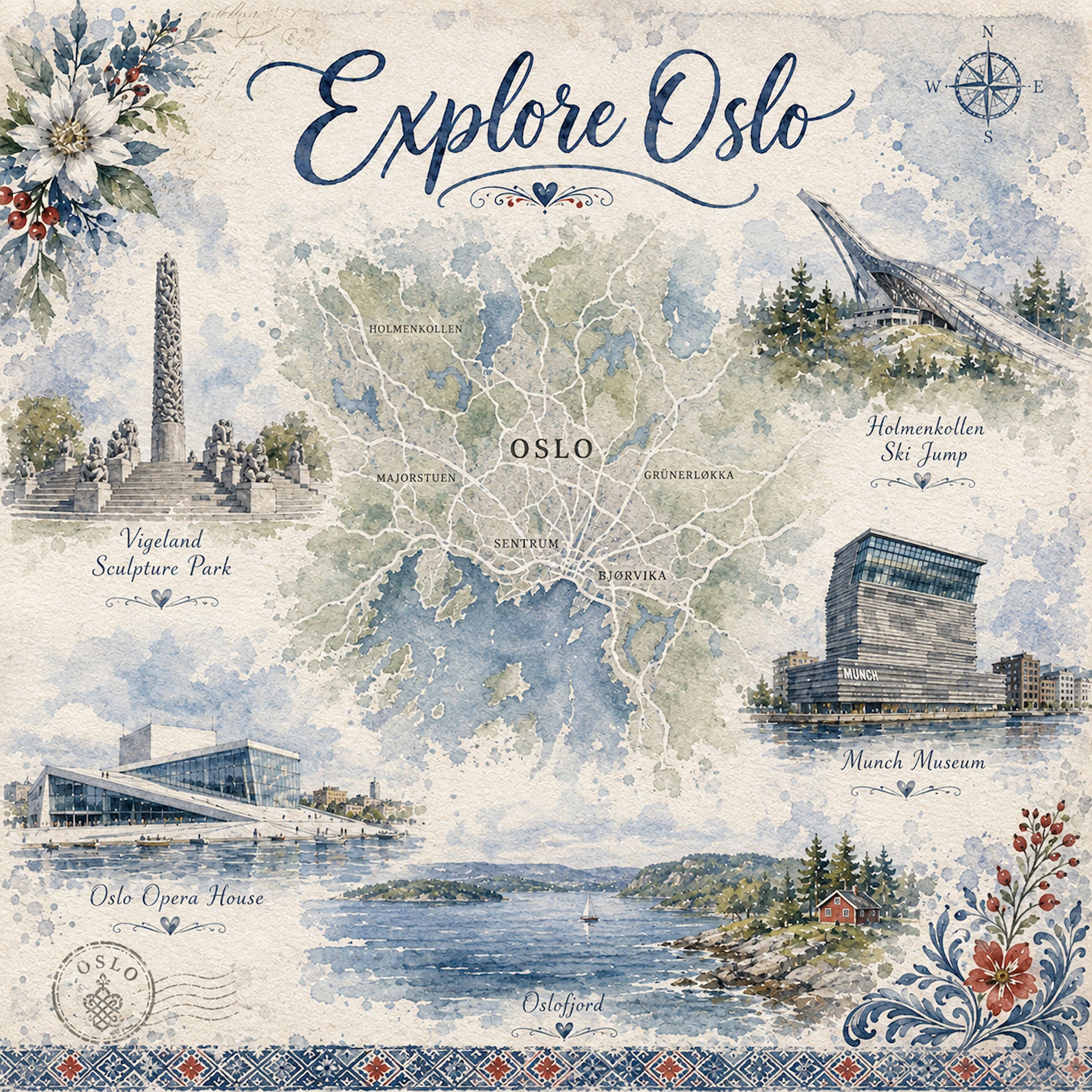 Norway Collection Explore Oslo 12 x 12 Double-Sided Scrapbook Paper by SSC Designs