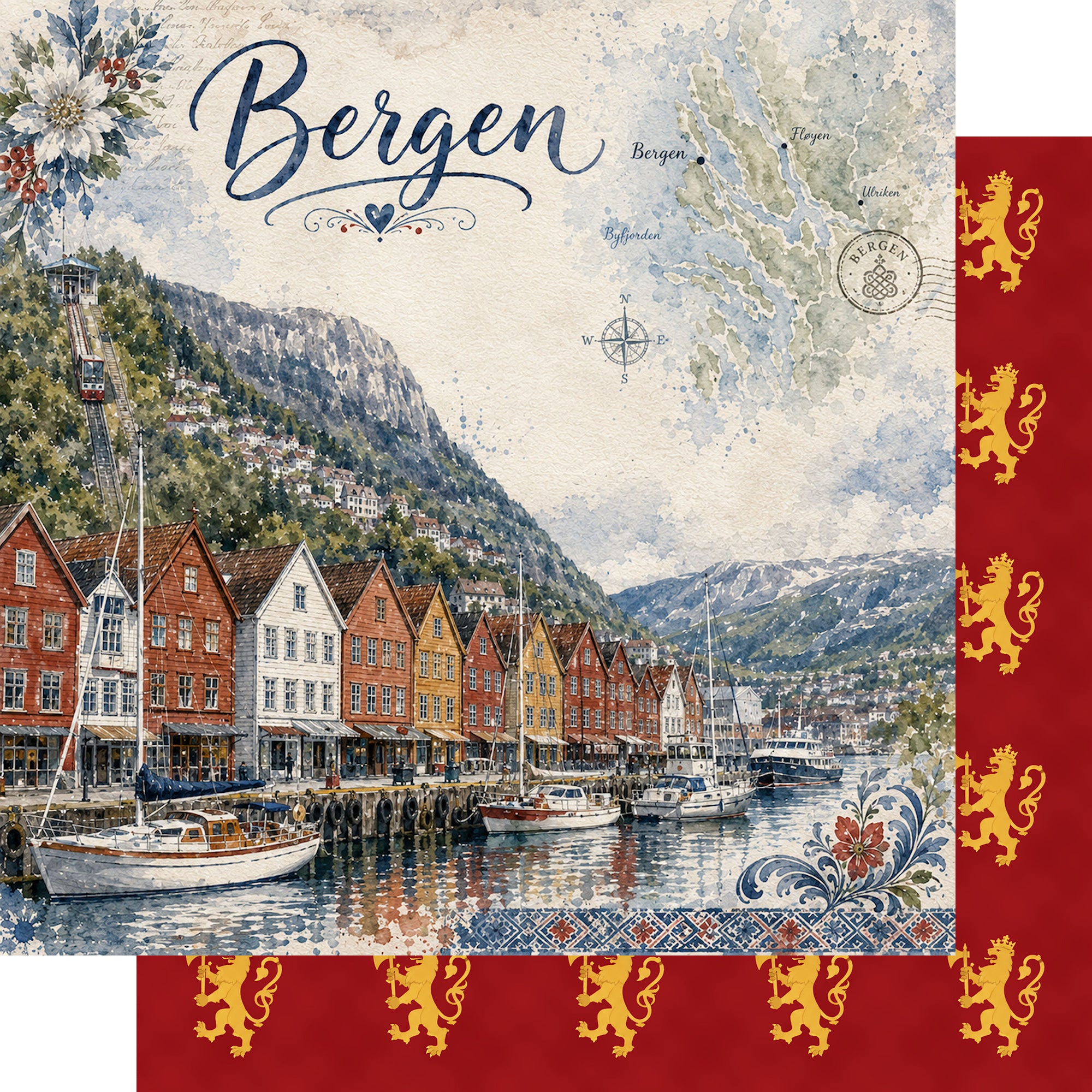 Norway Collection Bergen 12 x 12 Double-Sided Scrapbook Paper by SSC Designs