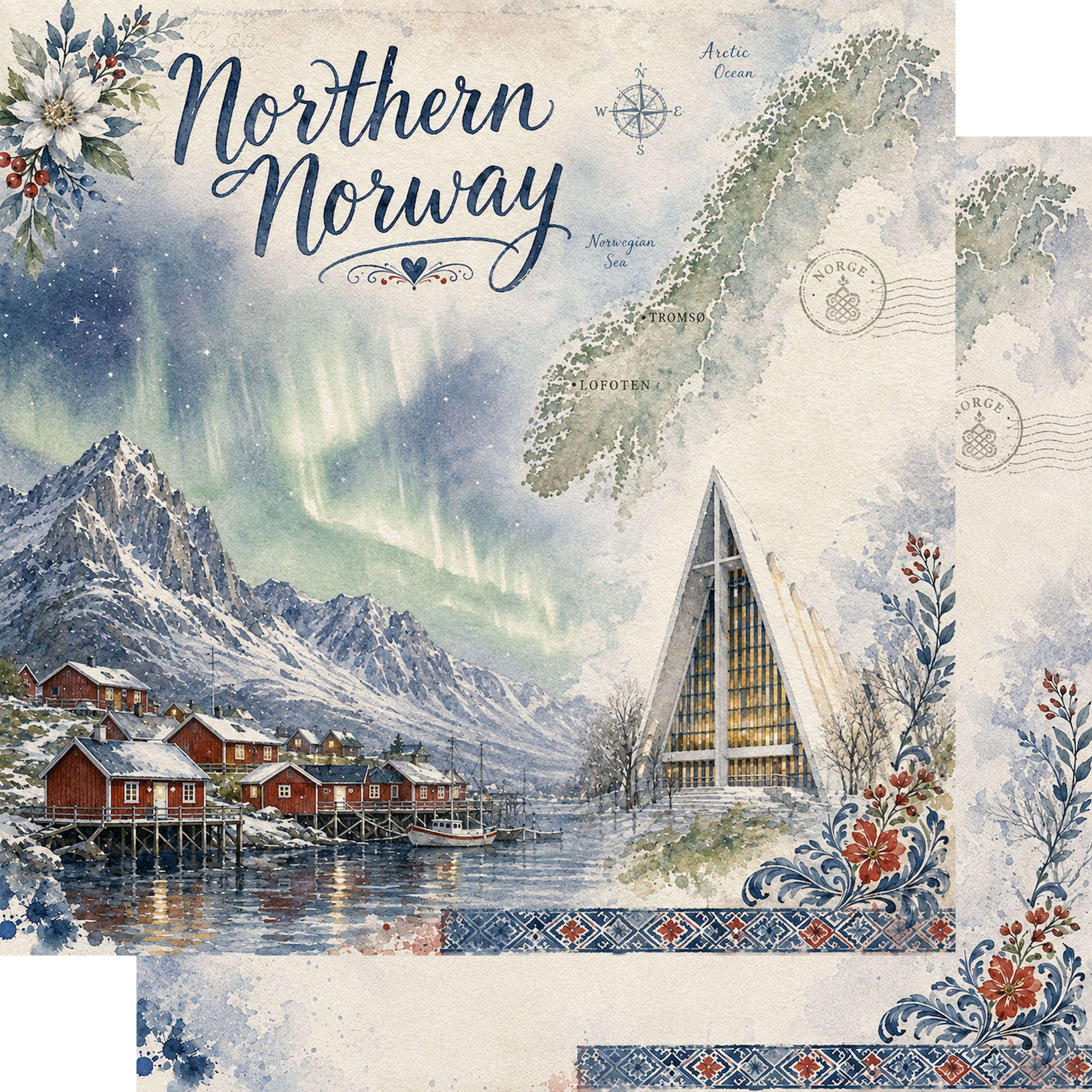 Norway Collection Northern Norway 12 x 12 Double-Sided Scrapbook Paper by SSC Designs
