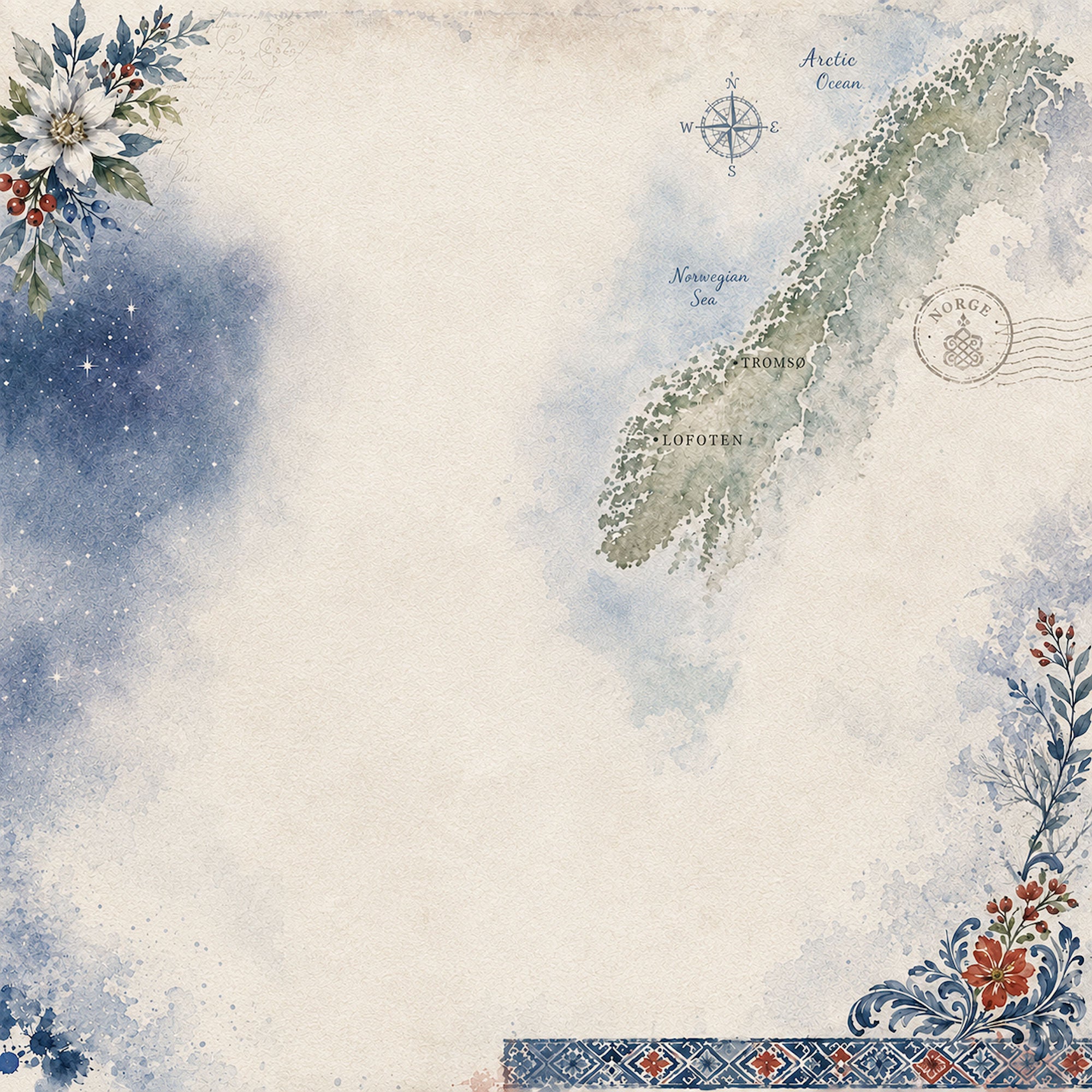 Norway Collection Northern Norway 12 x 12 Double-Sided Scrapbook Paper by SSC Designs
