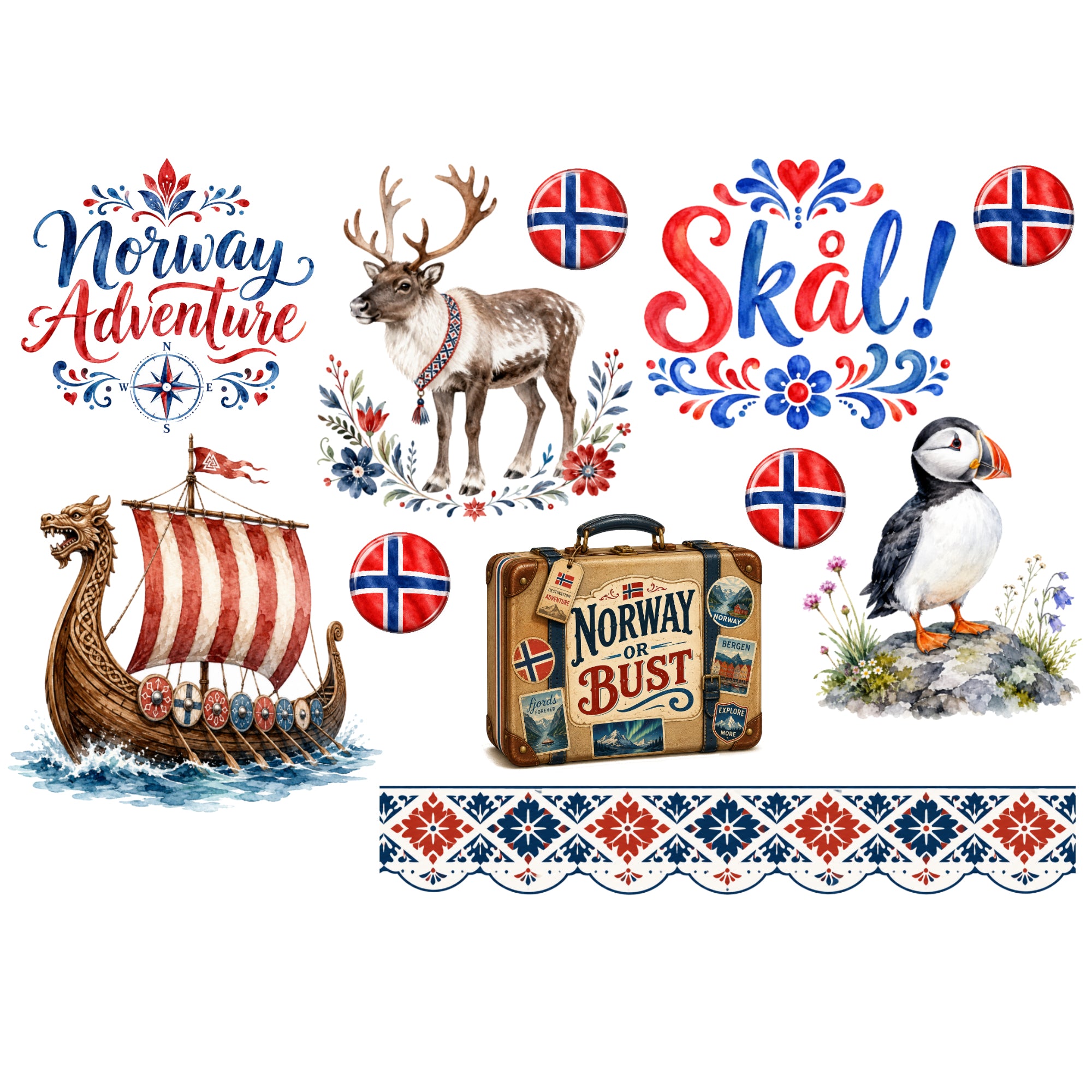 Norway Collection Scrapbook Sticker Sheet by SSC Designs