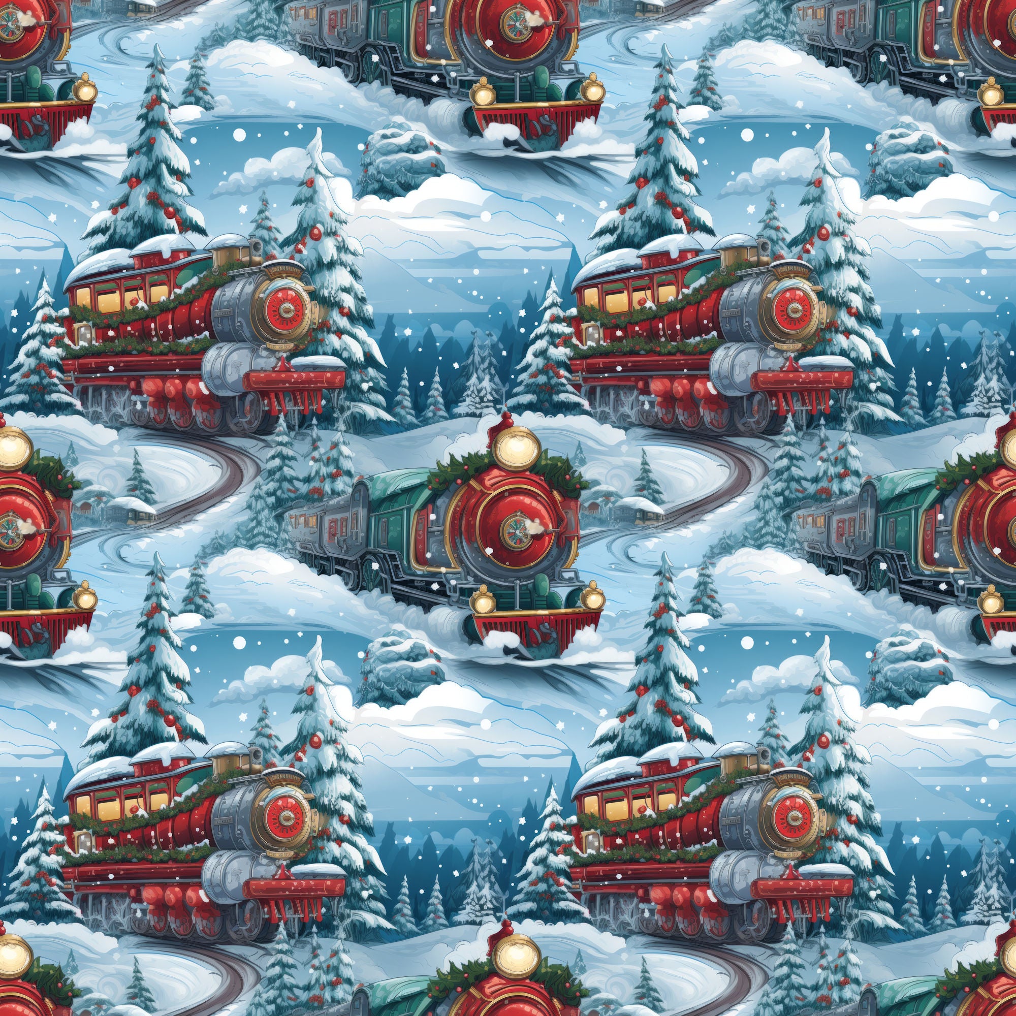 North Pole Express Collection Delivering Gifts 12 x 12 Double-Sided Scrapbook Paper by SSC Designs